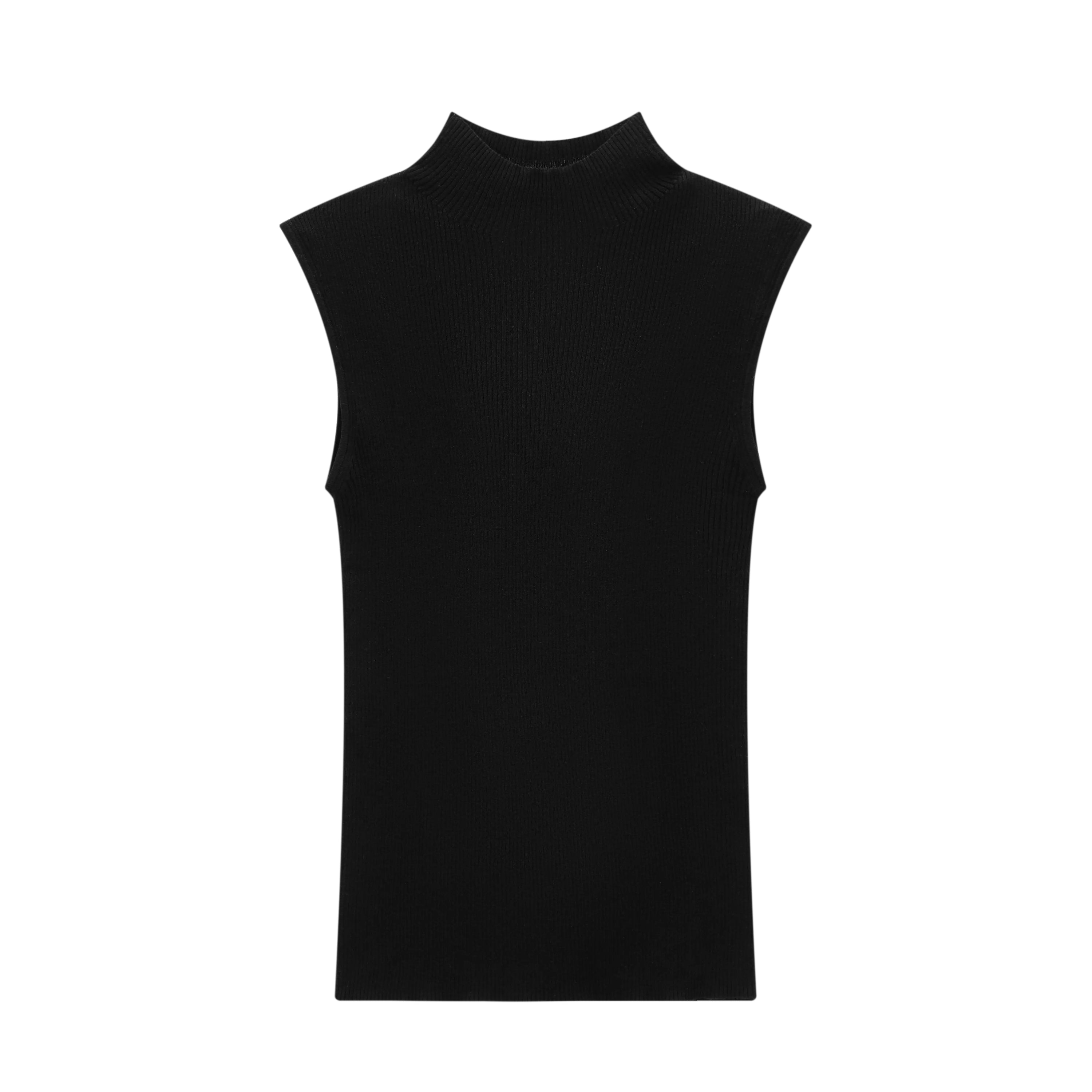 WOOL SILK SLEEVELESS MOCK NECK