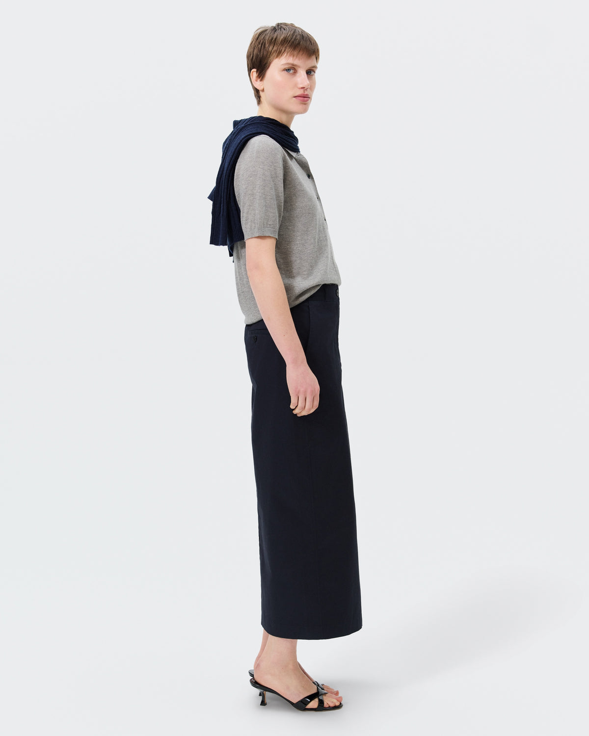 COTTON CHINO PENCIL SKIRT