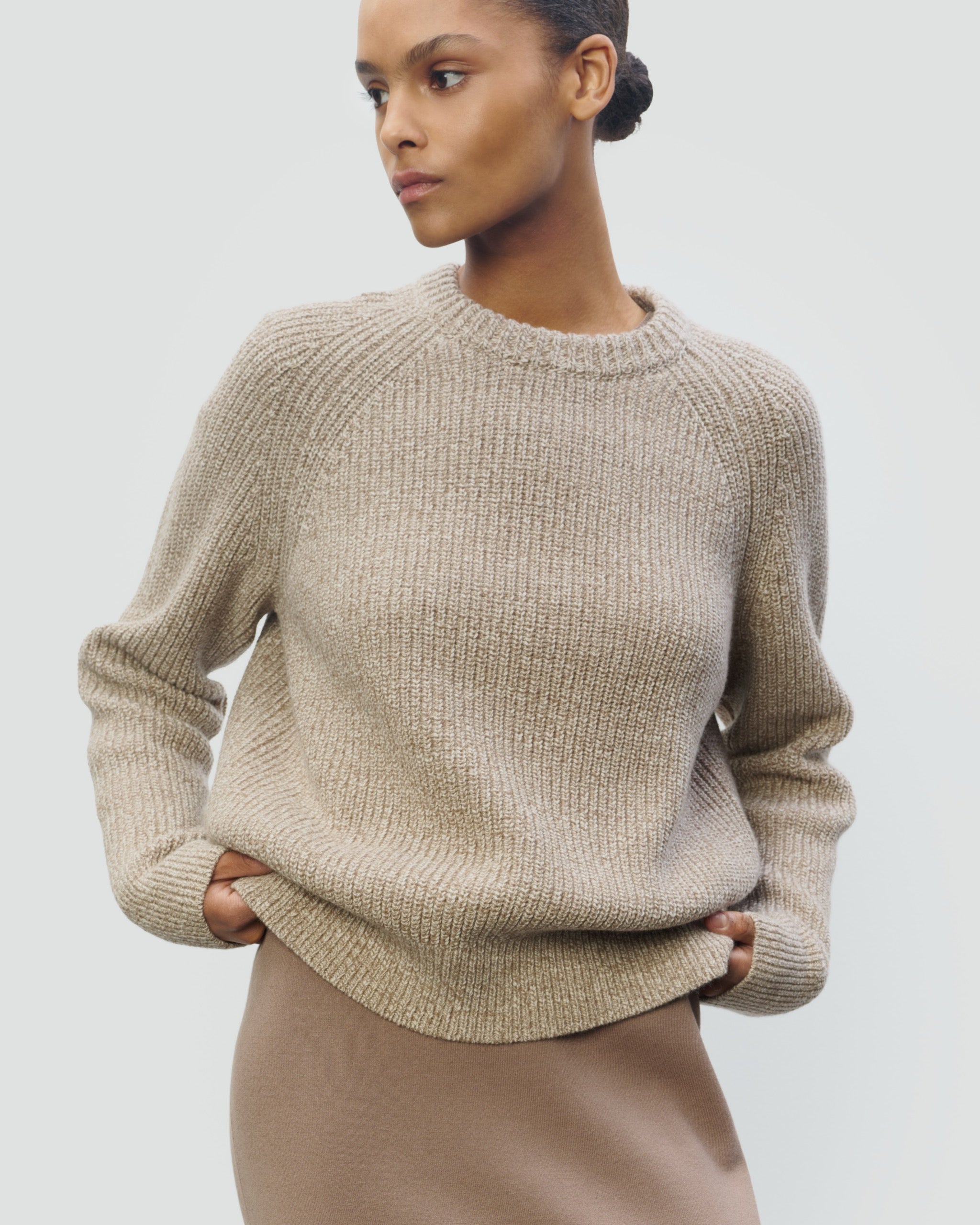 COTTON WOOL RIB CREWNECK