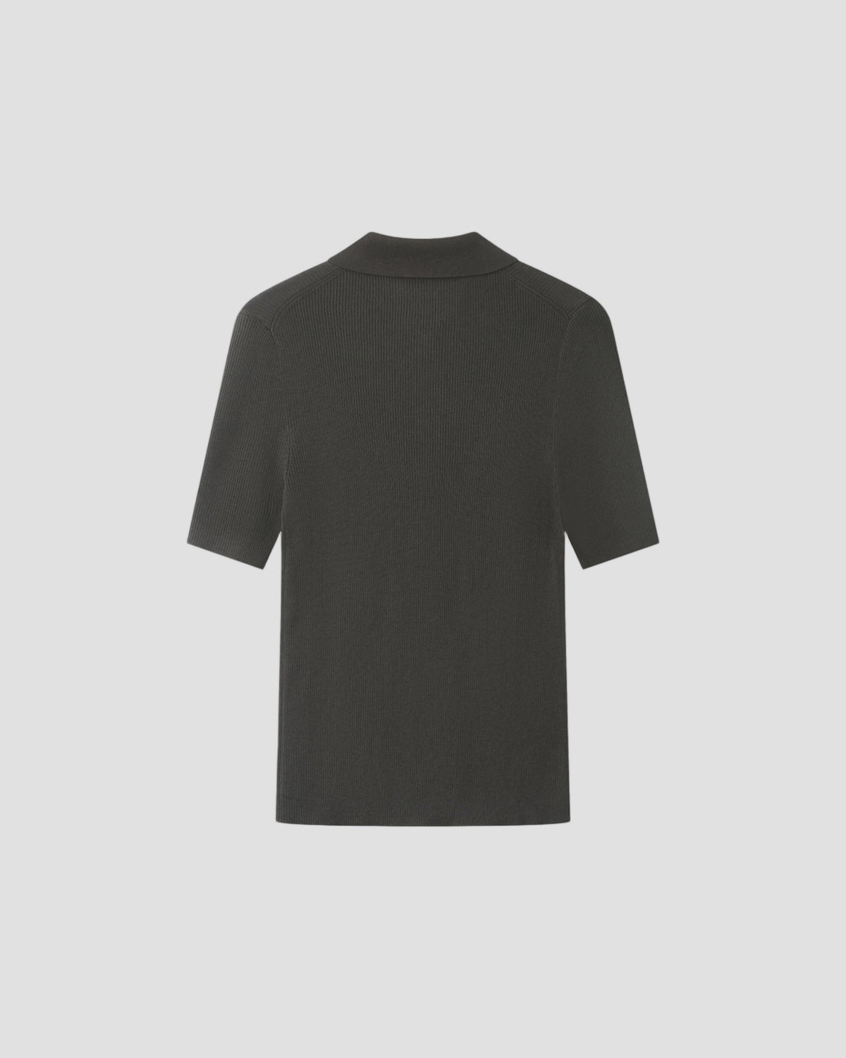 COTTON RIB POLO in Coffee - flat back #colour_Coffee