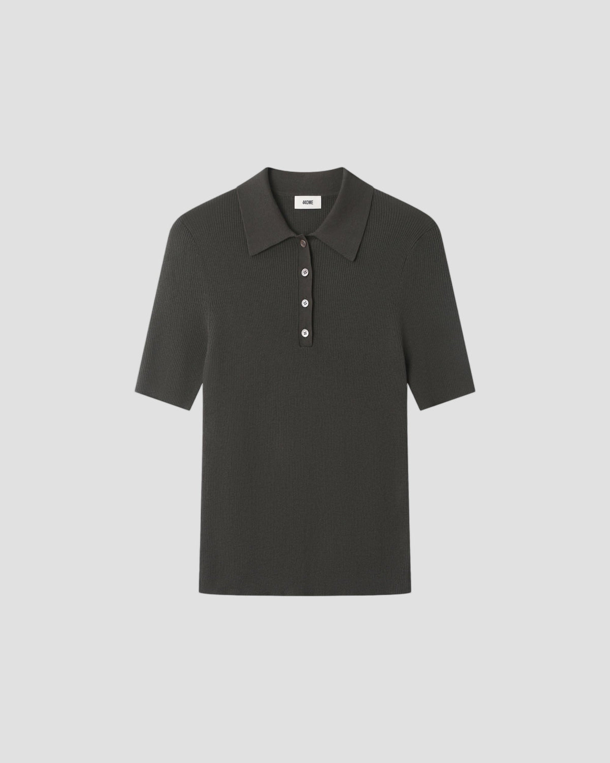 COTTON RIB POLO in Coffee - flat front