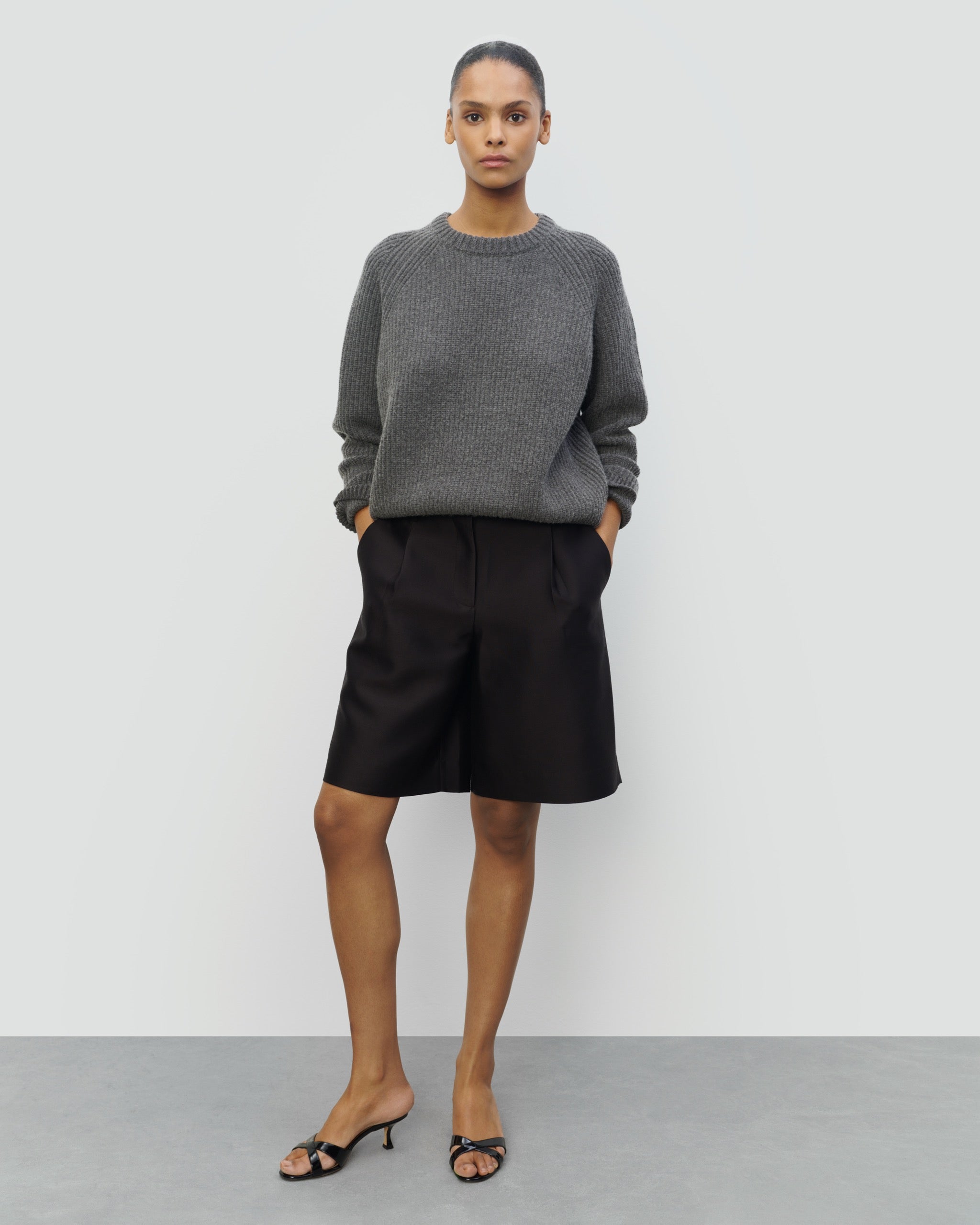 COTTON WOOL RIB CREWNECK