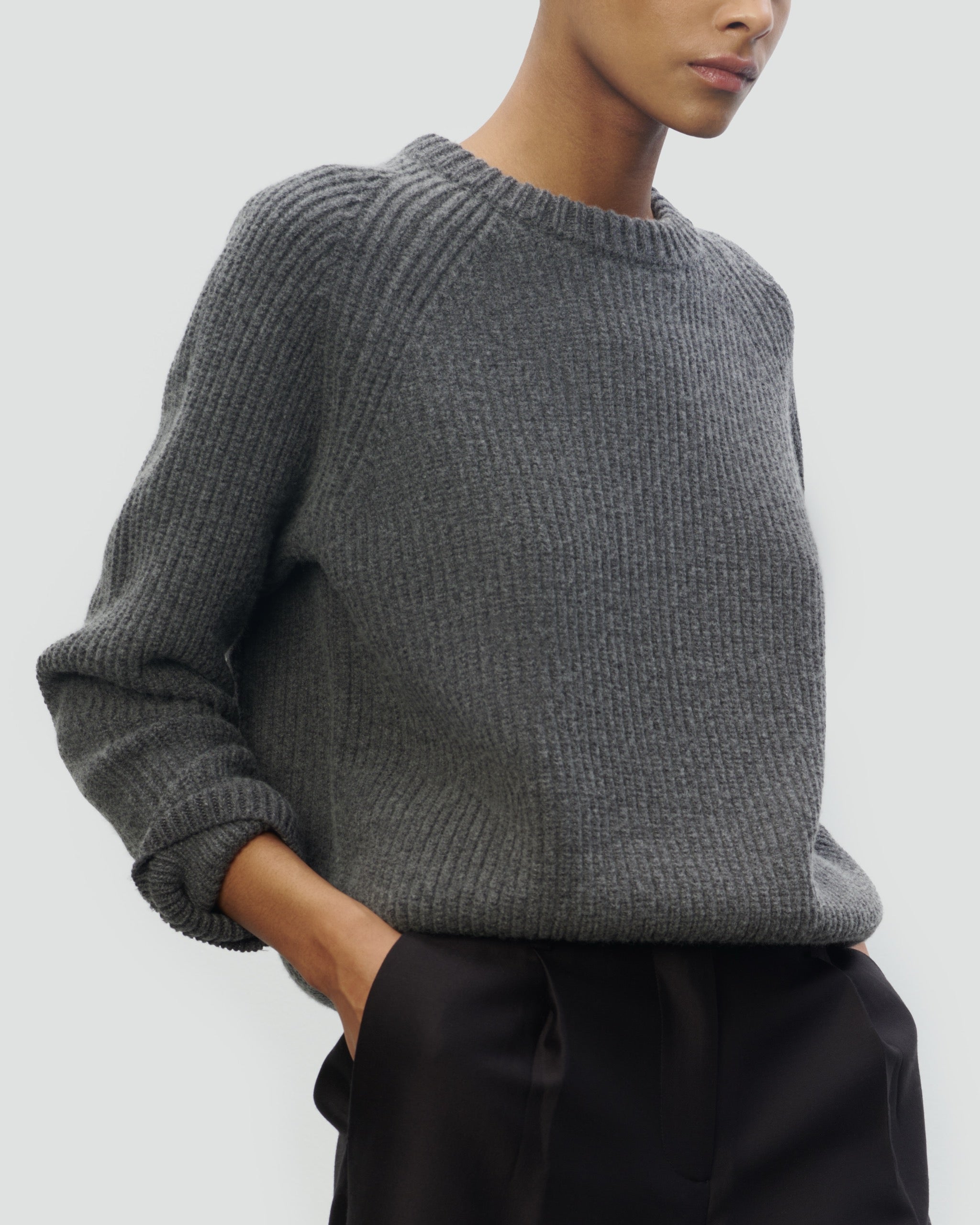 COTTON WOOL RIB CREWNECK