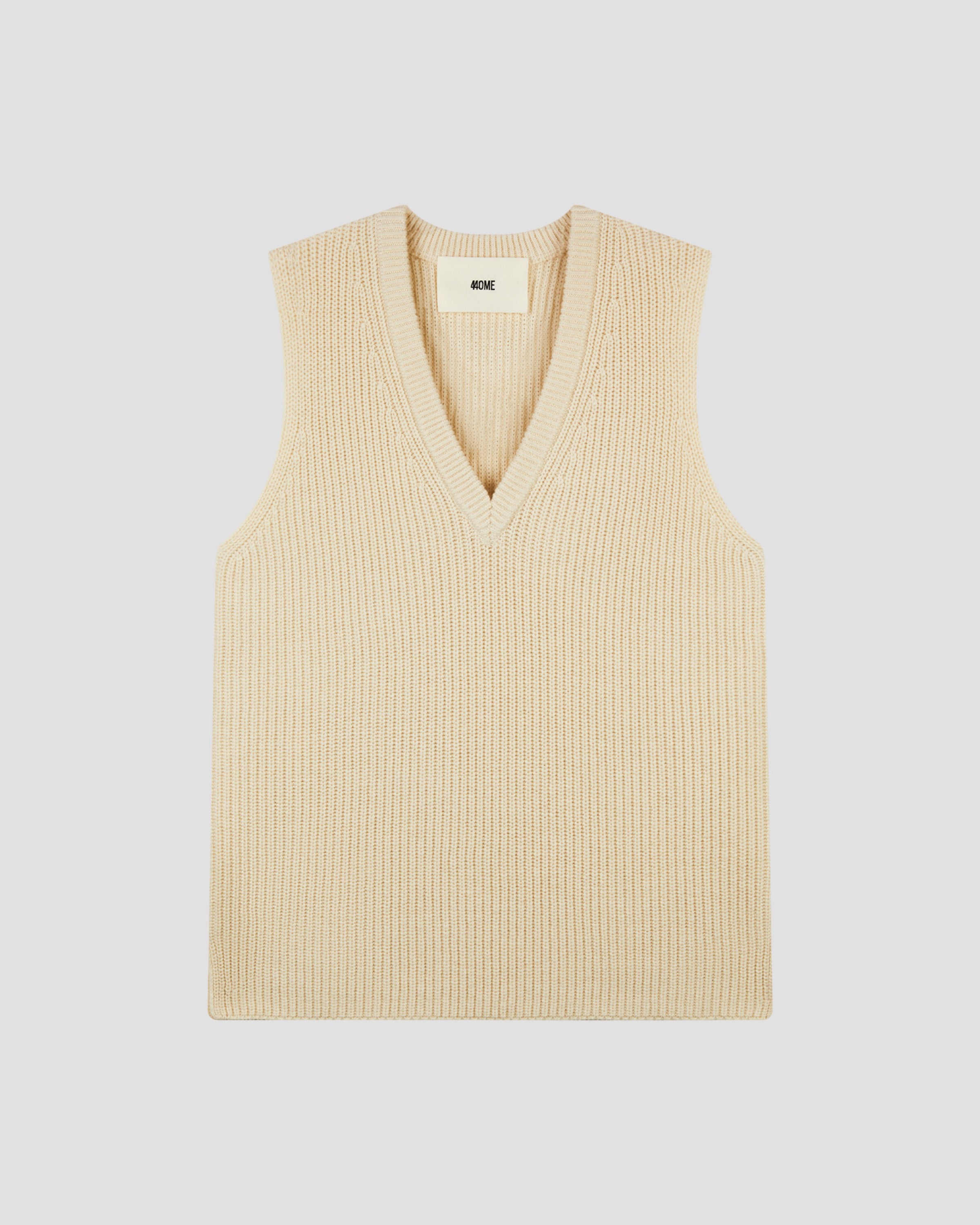 COTTON WOOL RIB SLEEVELESS VNECK