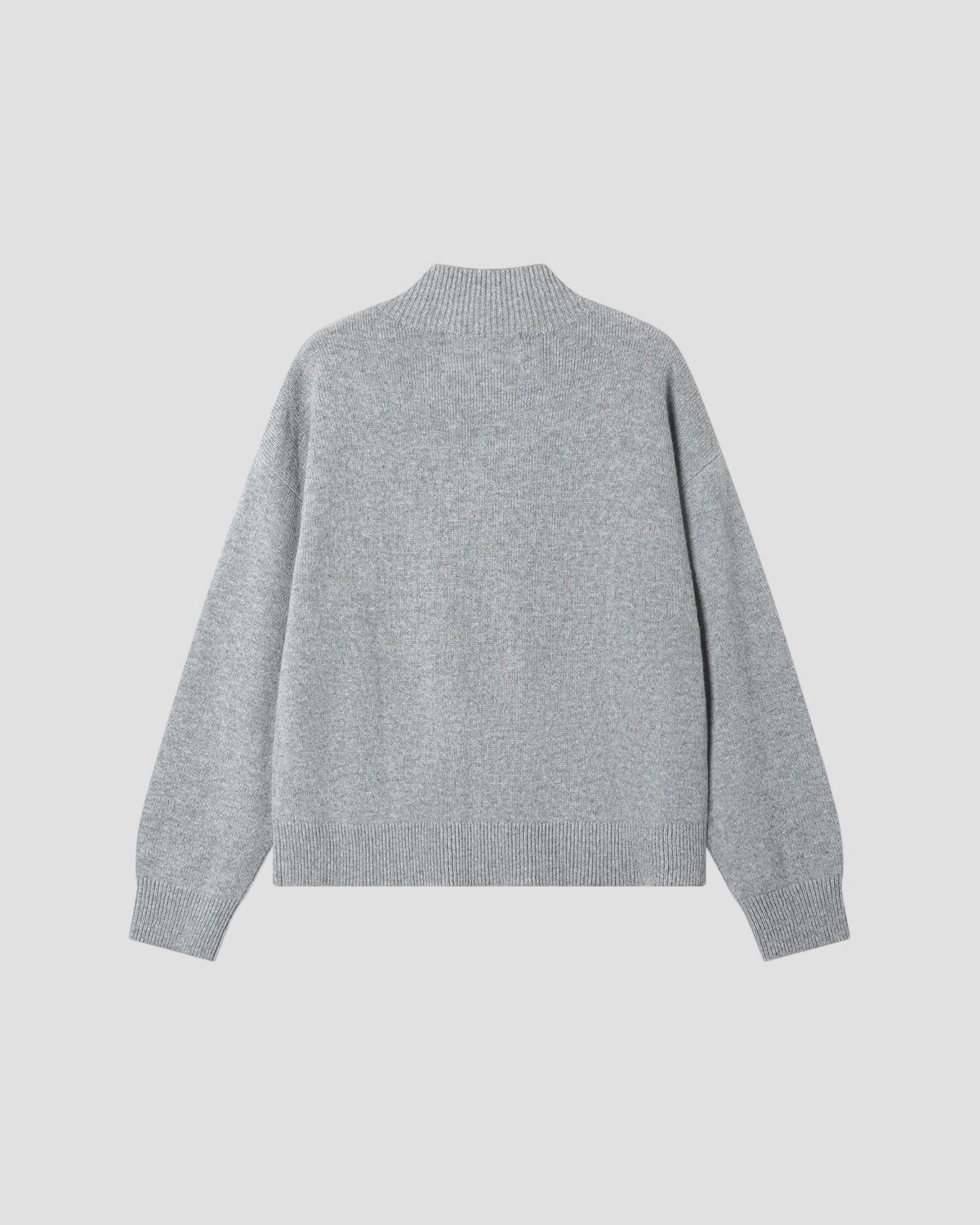 CASHMERE BOXY MOCK NECK in Medium Grey - flat back #colour_Medium Grey