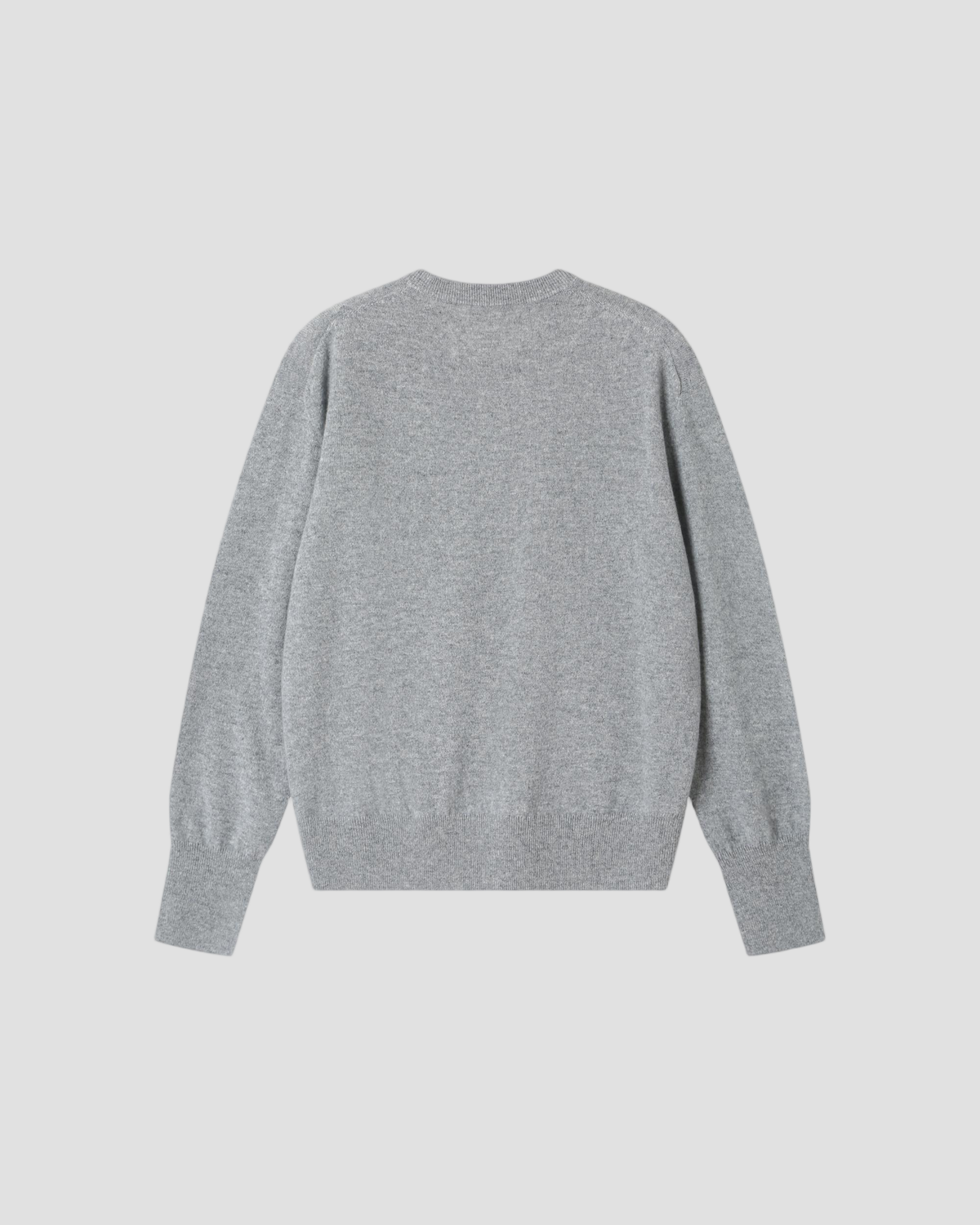 Cashmere Relaxed Crewneck in Medium Grey - flat back #colour_Medium Grey