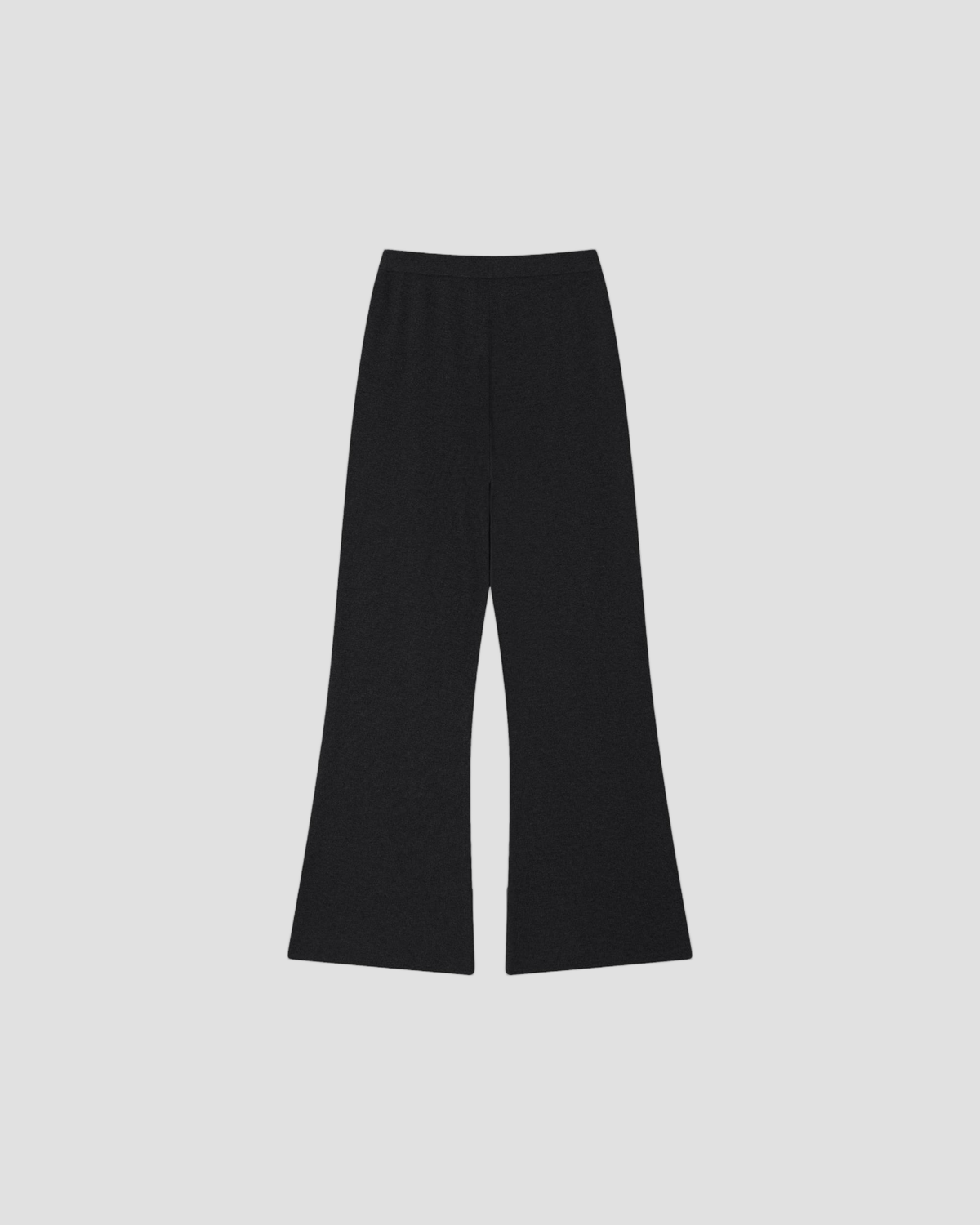 Cashmere Silk Flare Pant in Black - flat back #colour_Black