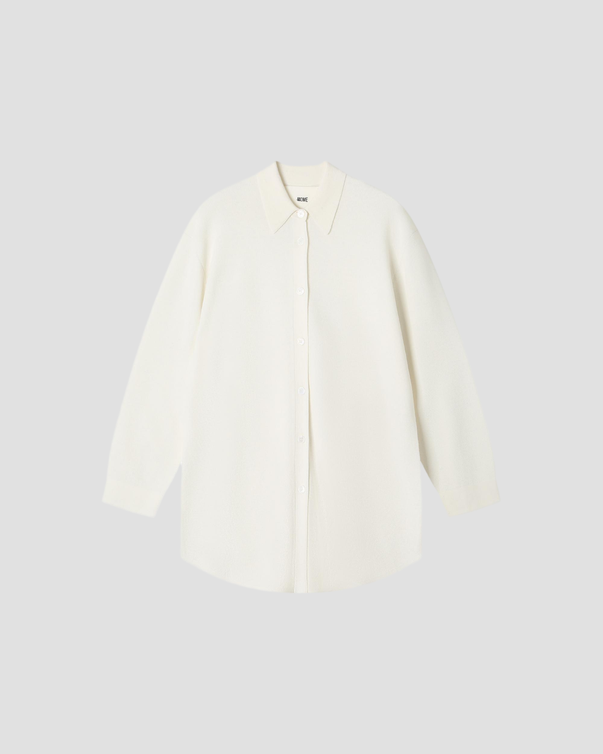 CASHMERE SILK OVERSIZED KNIT SHIRT in Silence - flat front