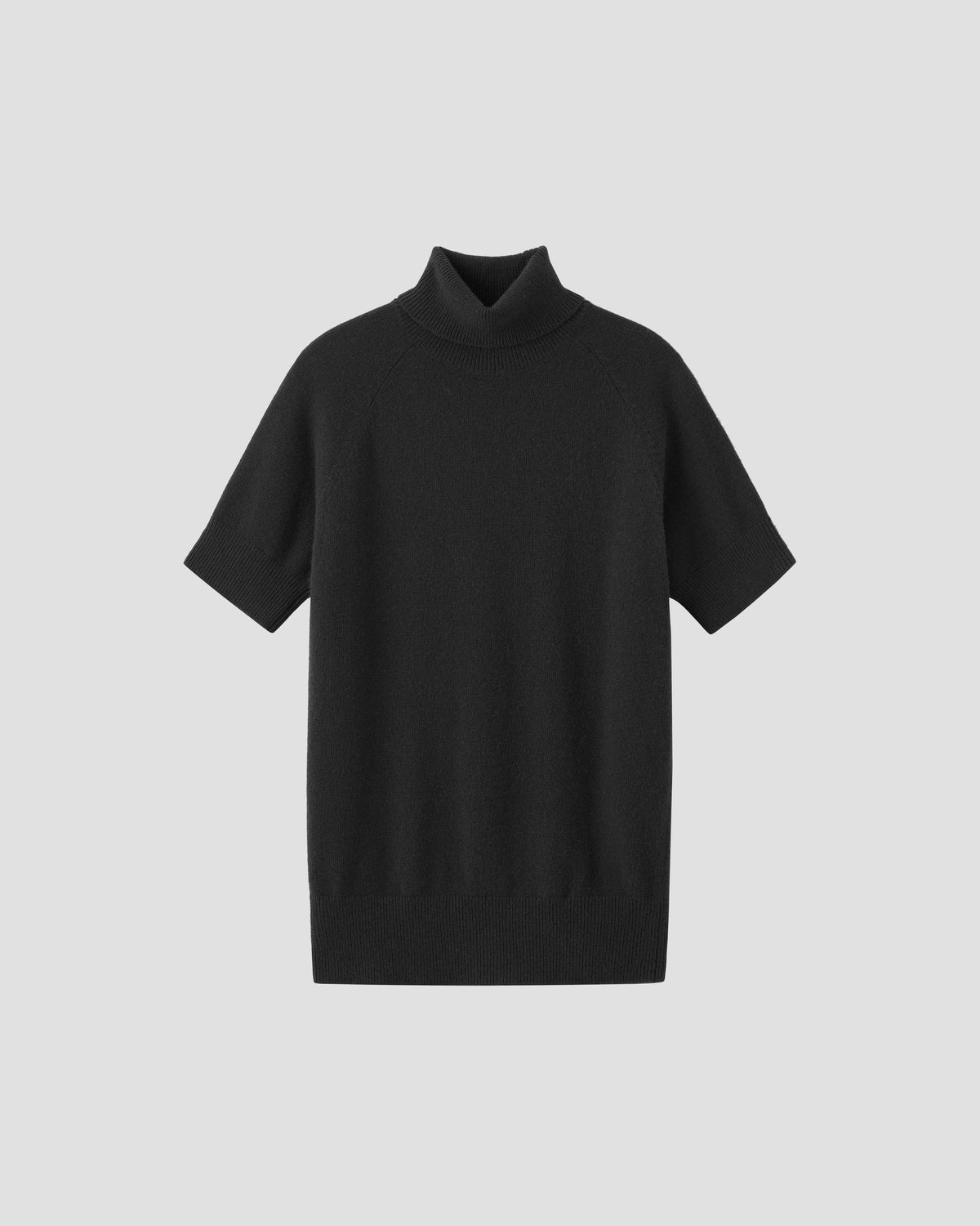 ESSENTIAL WOOL SHORT SLEEVE TURTLENECK in Dark Grey - flat front