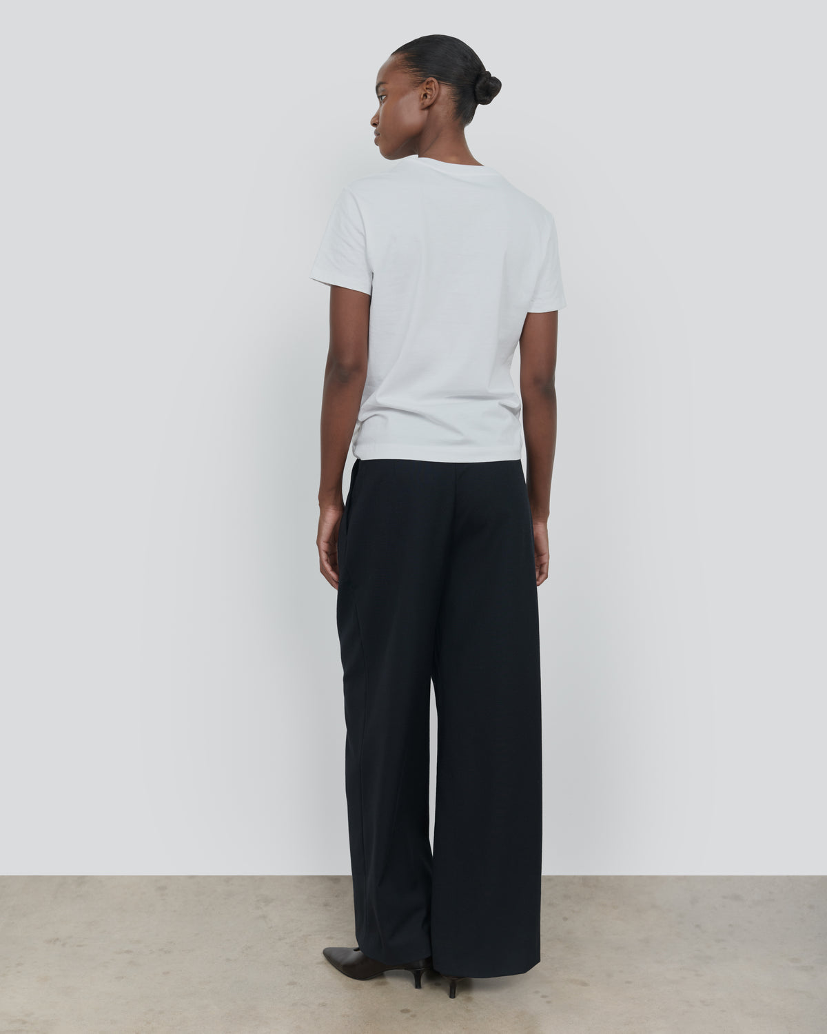 ESSENTIAL COTTON SHORT SLEEVE TEE in White - back view #colour_White