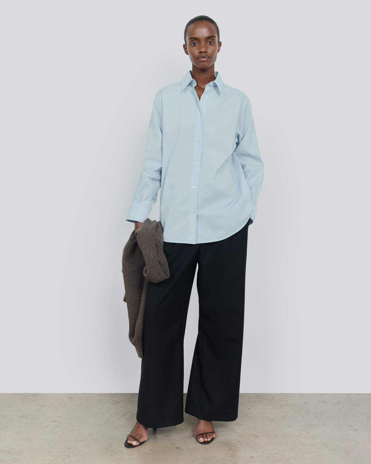 ESSENTIAL COTTON BUTTON DOWN SHIRT in BABY BLUE - front view #colour_BABY BLUE