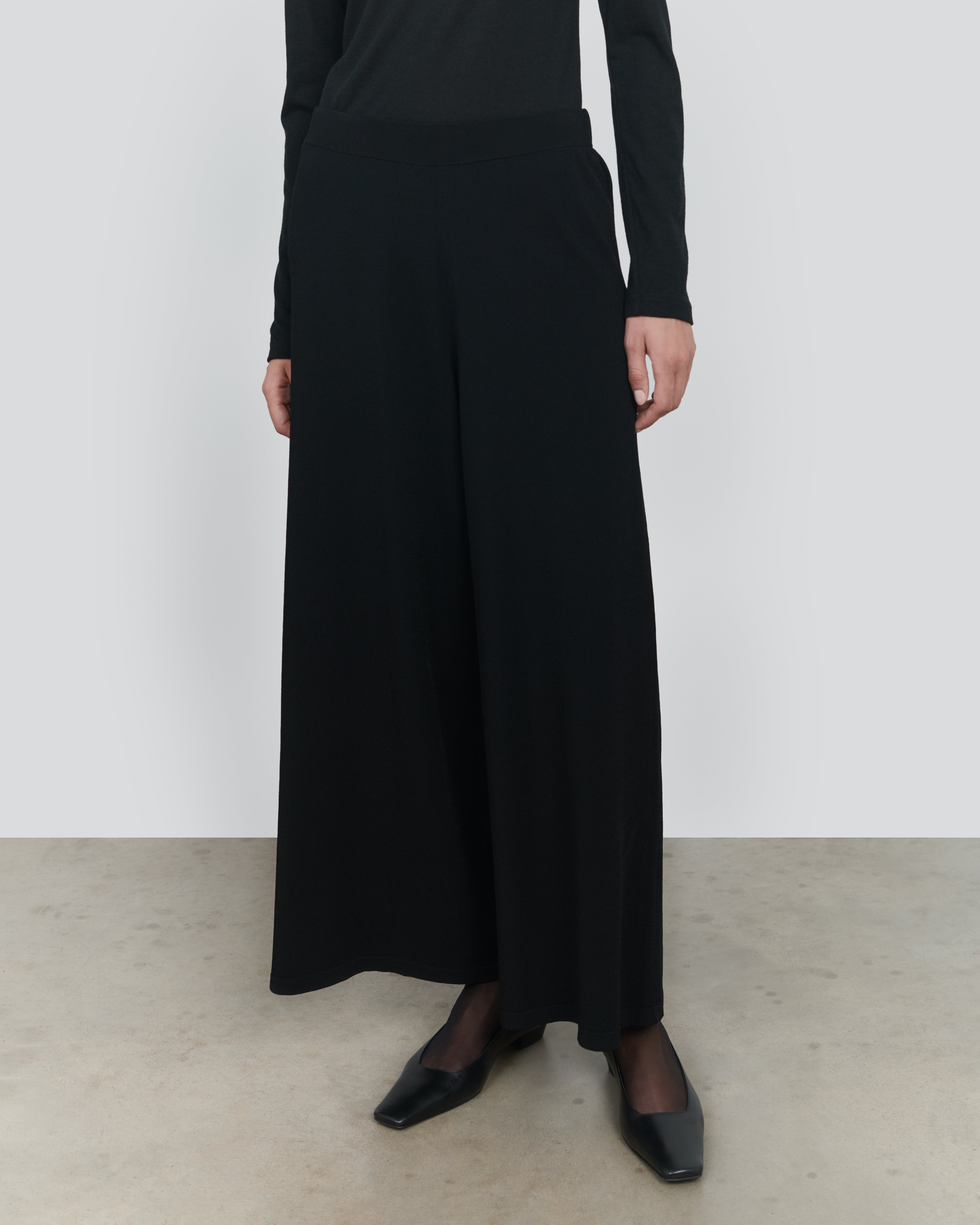 VISCOSE KNIT WIDE LEG PANT