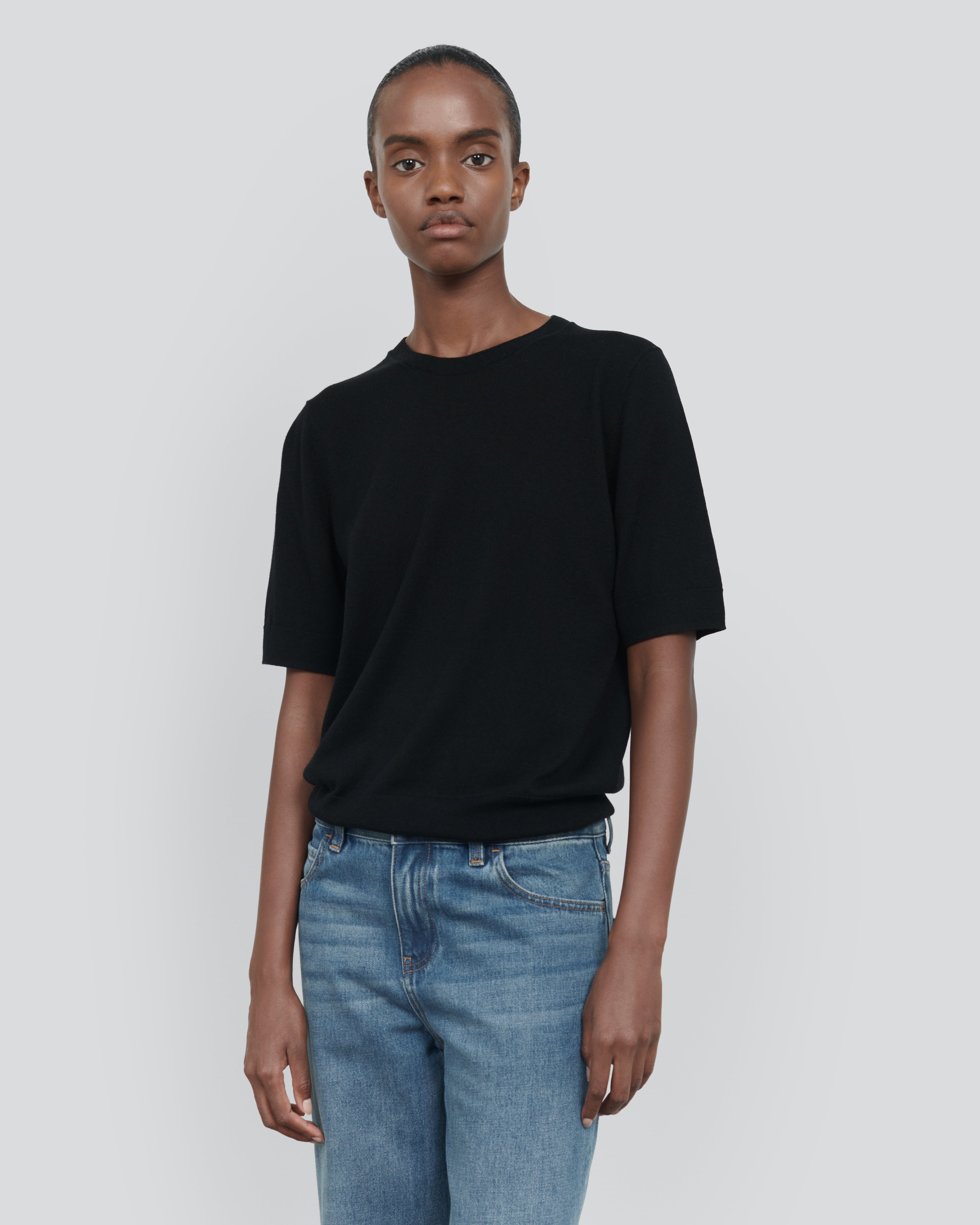 WOOL SILK SHORT SLEEVE CREW