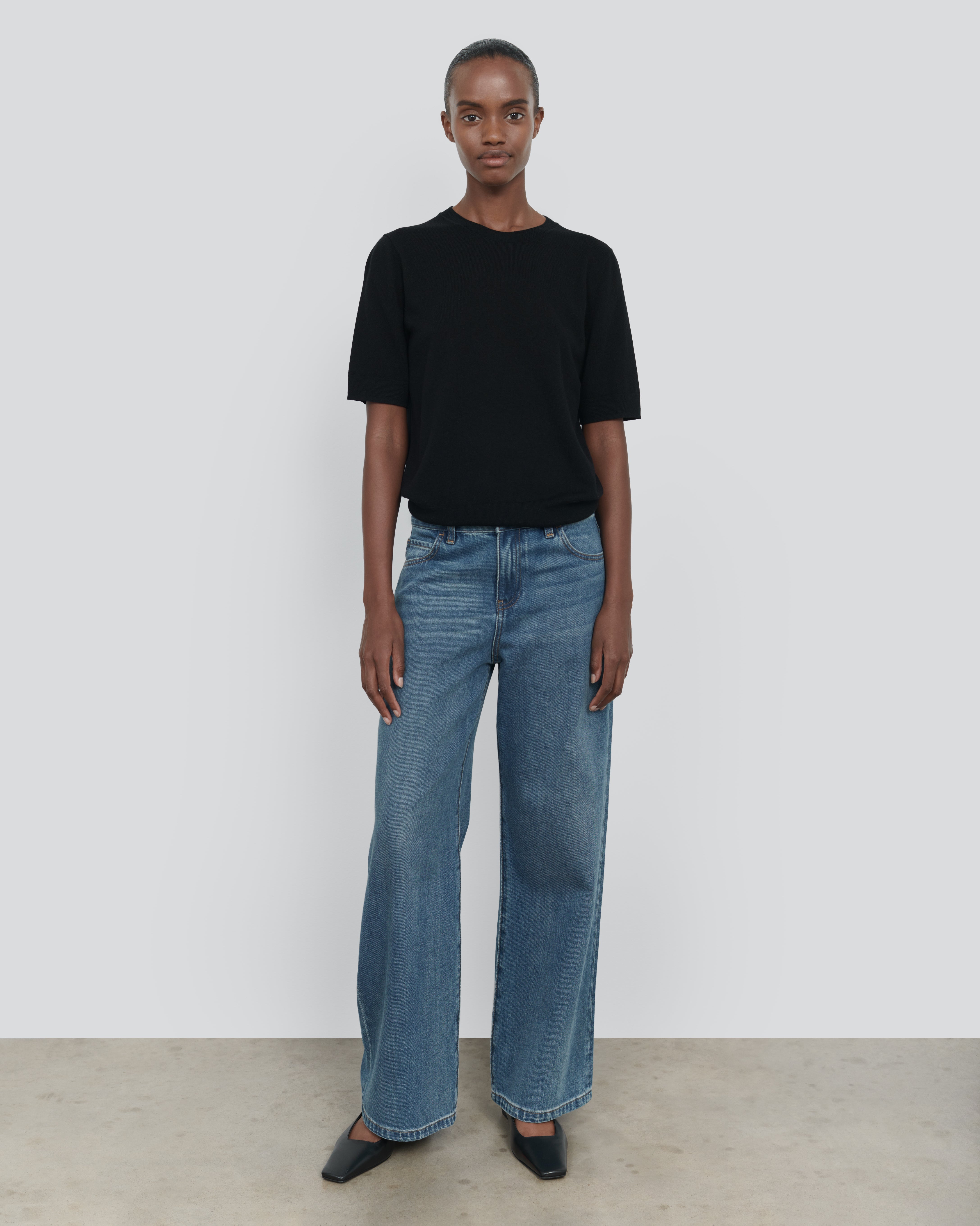 WOOL SILK SHORT SLEEVE CREW