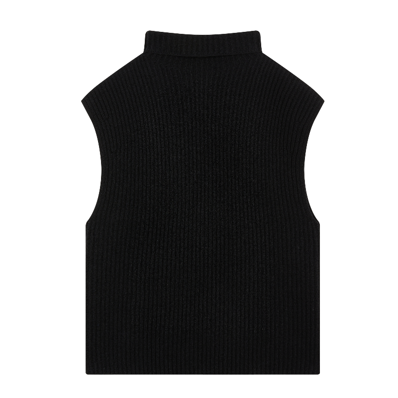 COTTON WOOL SLEEVELESS MOCK NECK