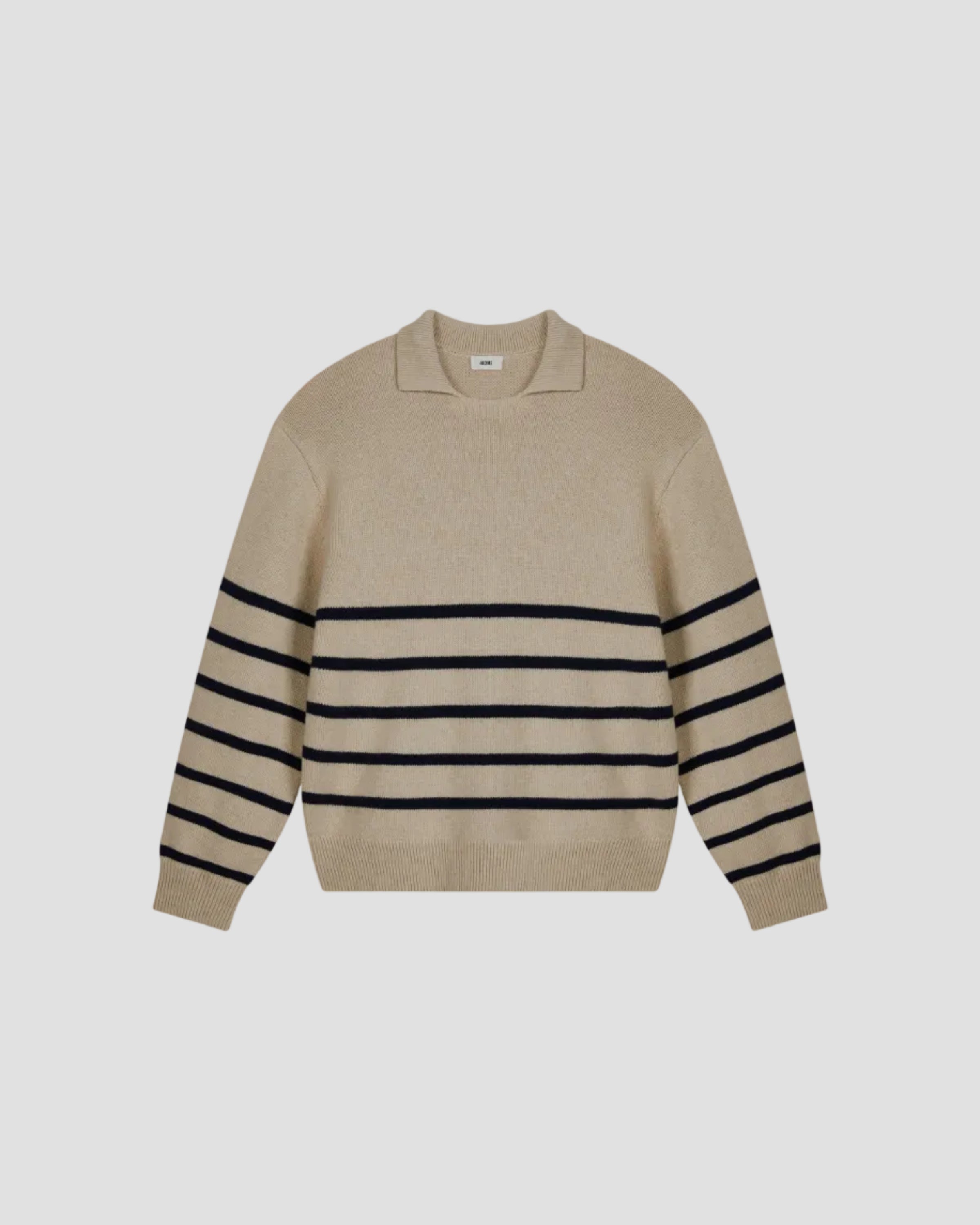 COTTON WOOL STRIPED POLO SWEATER