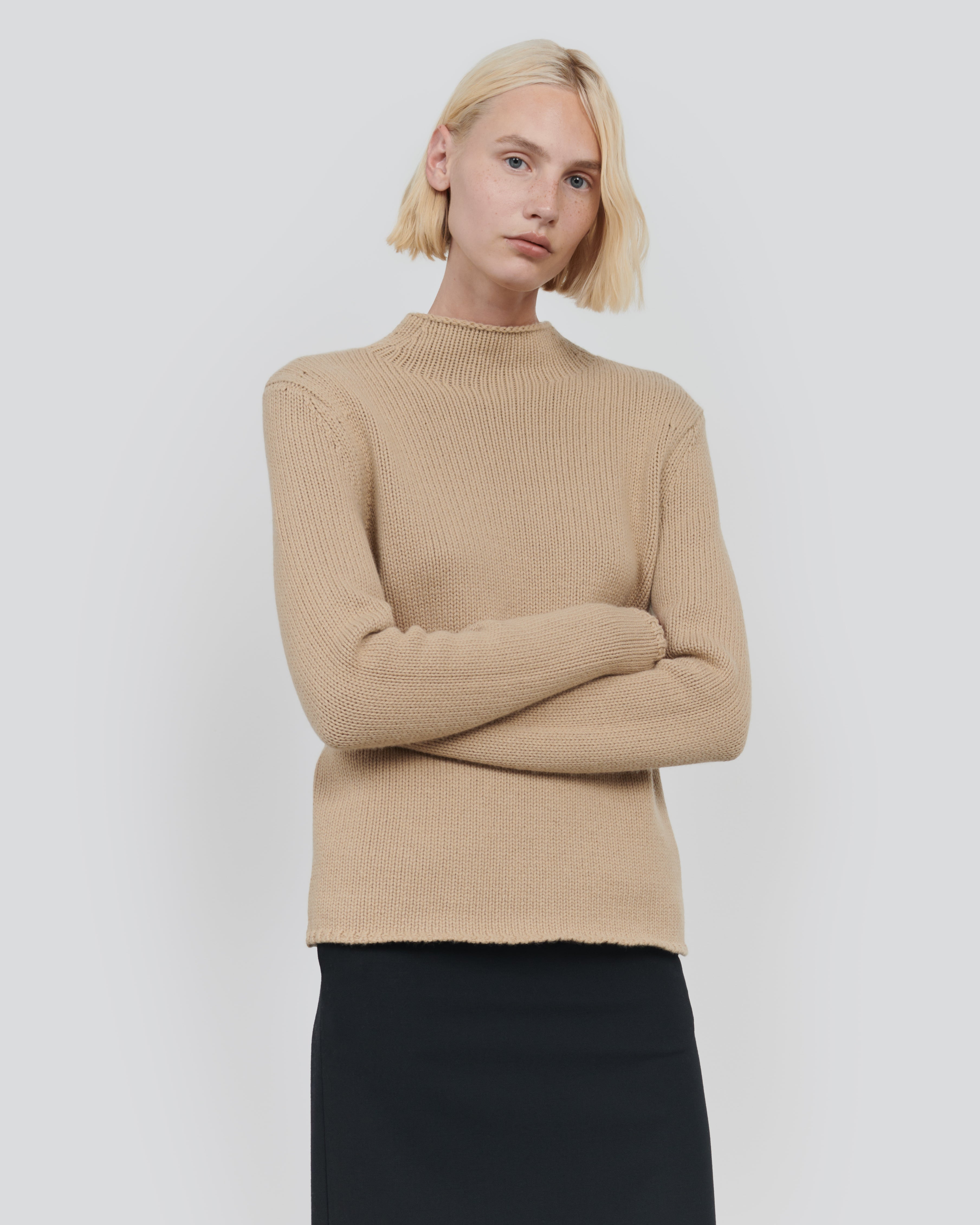 COTTON WOOL MOCK NECK