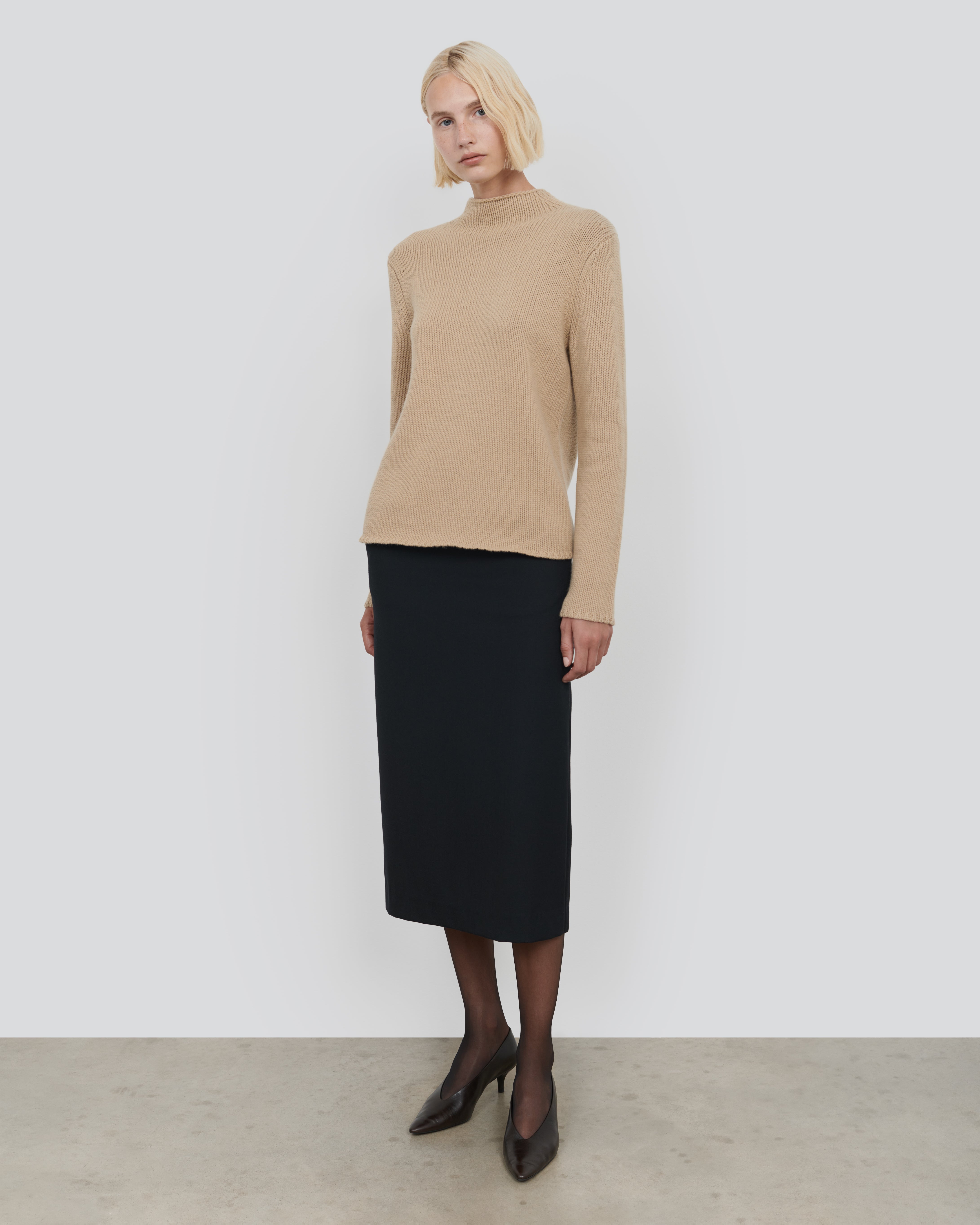 COTTON WOOL MOCK NECK