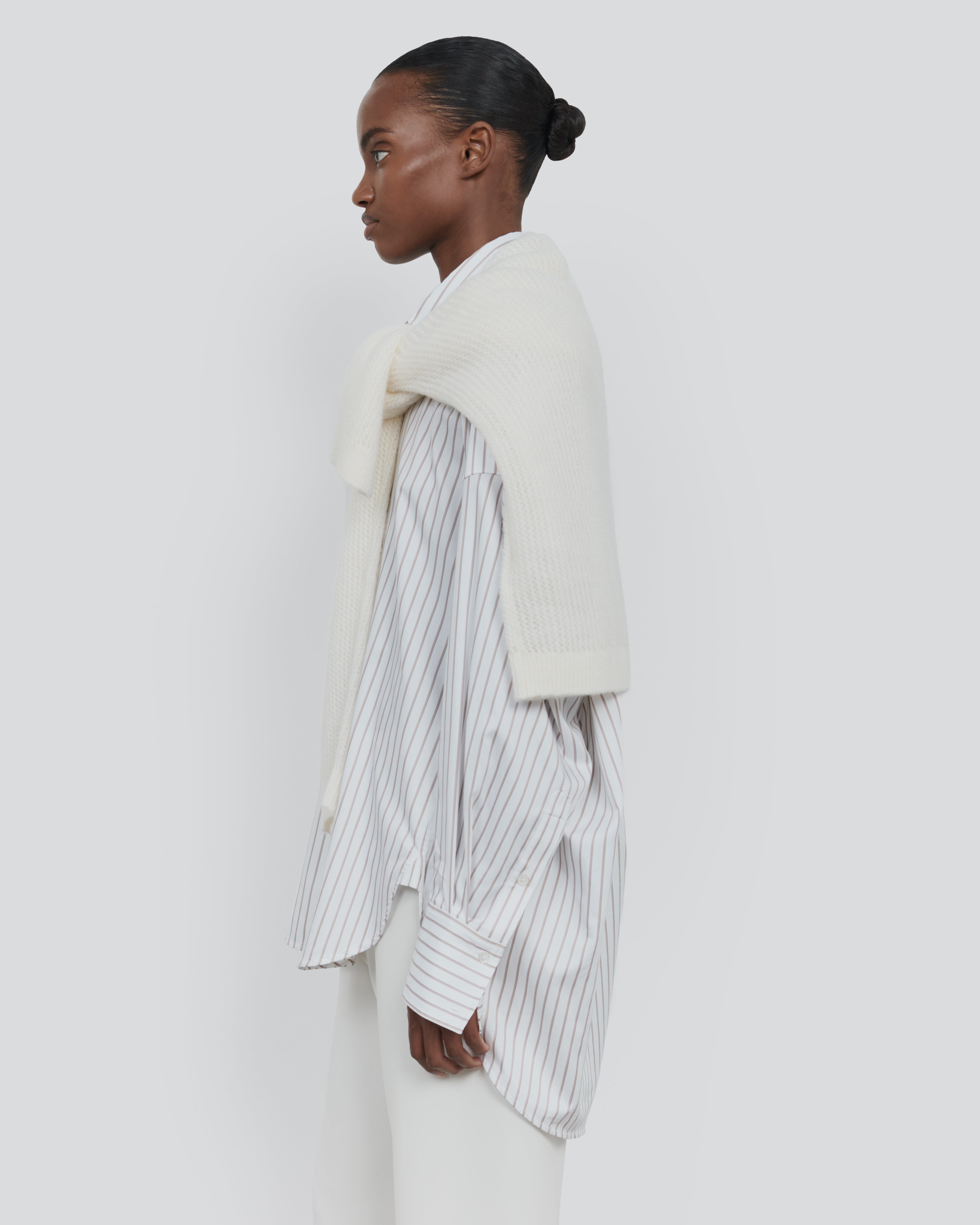 COTTON SILK OVERSIZED STRIPE SHIRT