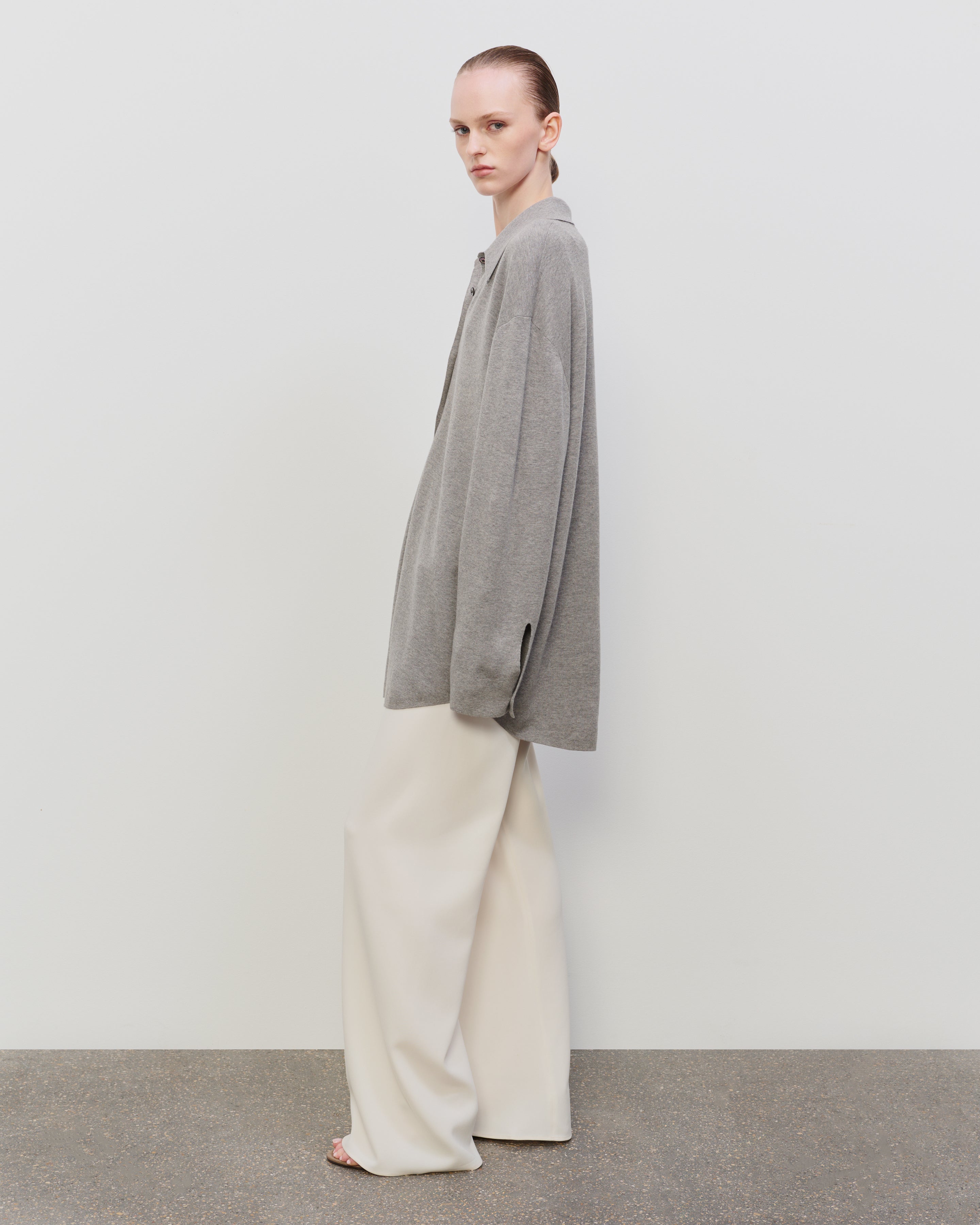 CASHMERE SILK OVERSIZED KNIT SHIRT