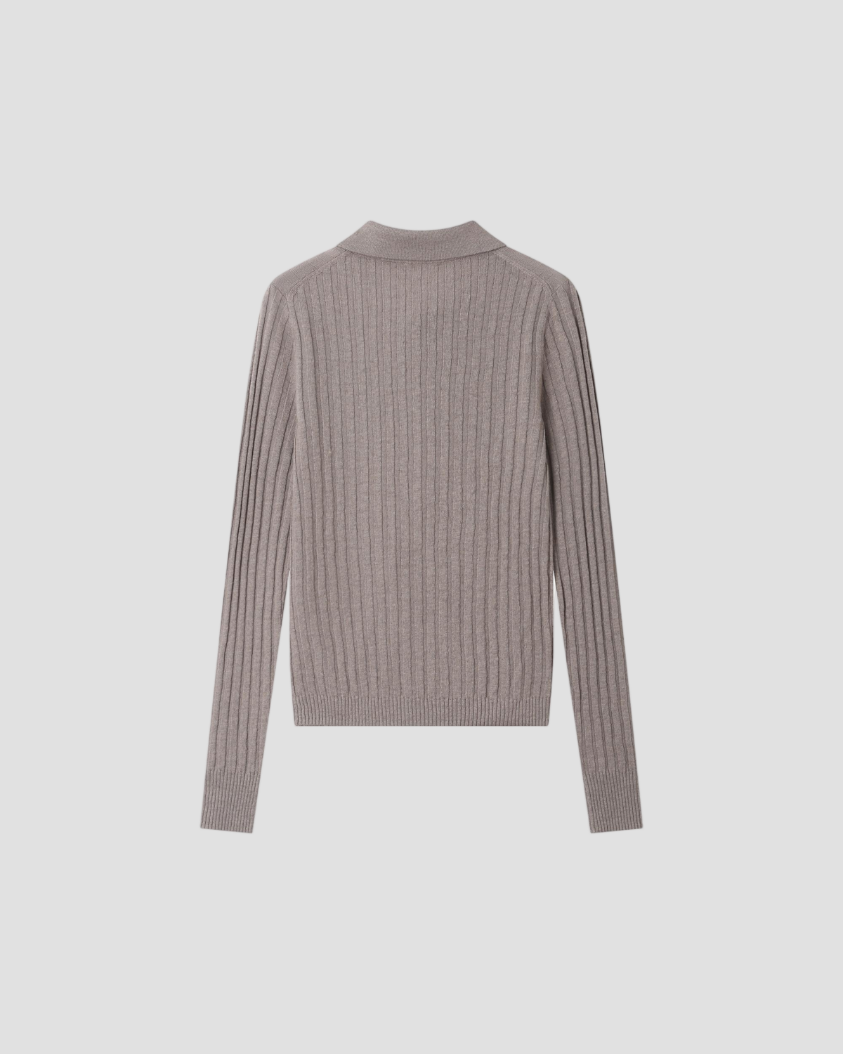 LINEN COTTON RIB BUTTON DOWN in Camel - flat back #colour_Camel