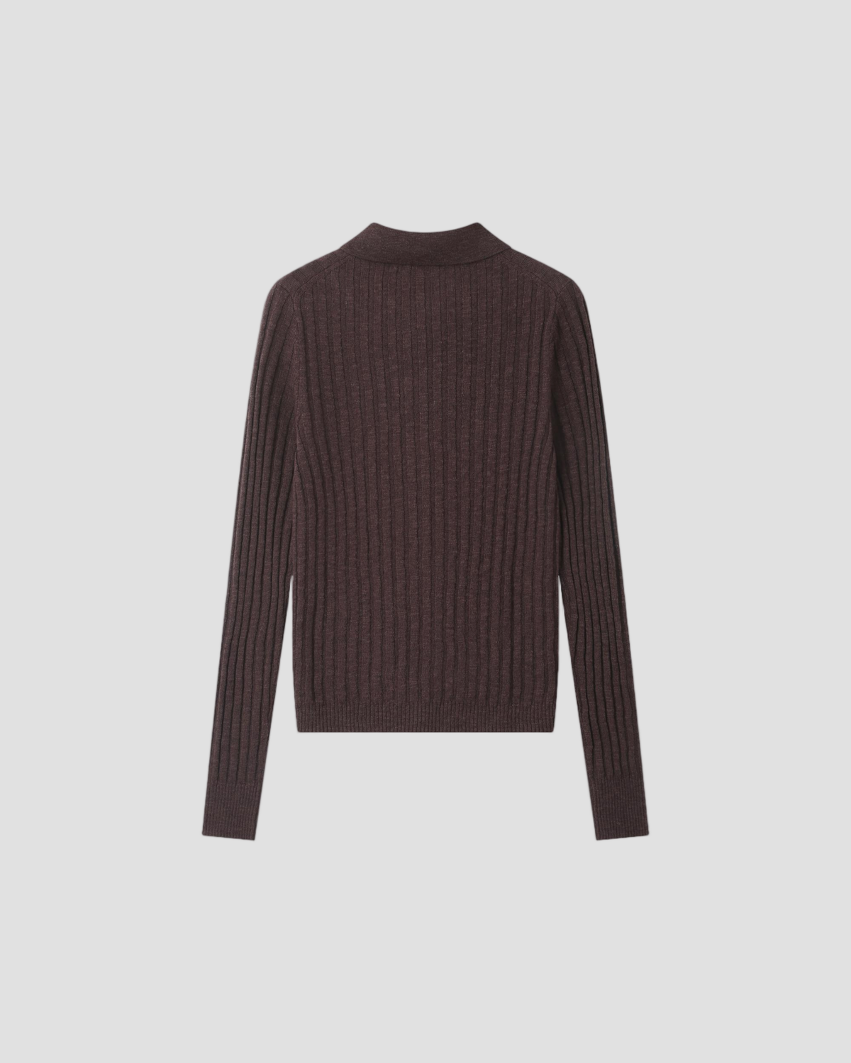 LINEN COTTON RIB BUTTON DOWN in Coffee - flat back #colour_Coffee
