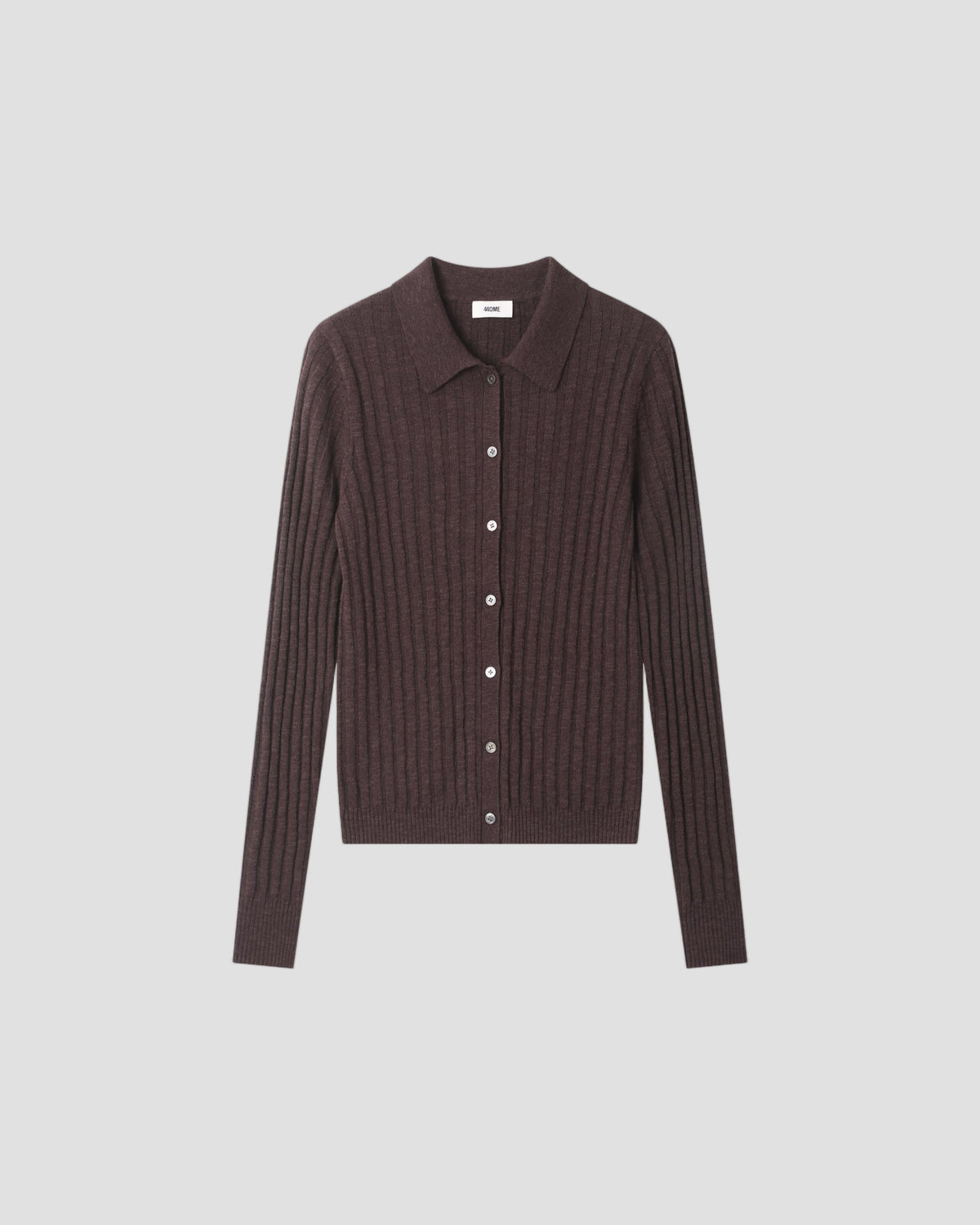 LINEN COTTON RIB BUTTON DOWN in Coffee - flat front