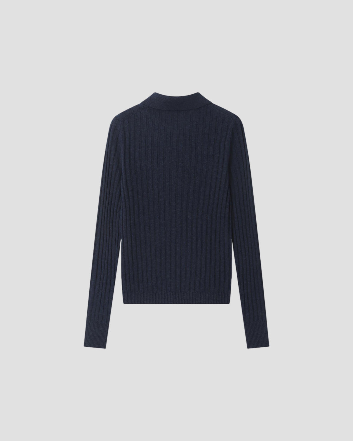 LINEN COTTON RIB BUTTON DOWN in NAVY - flat back #colour_NAVY