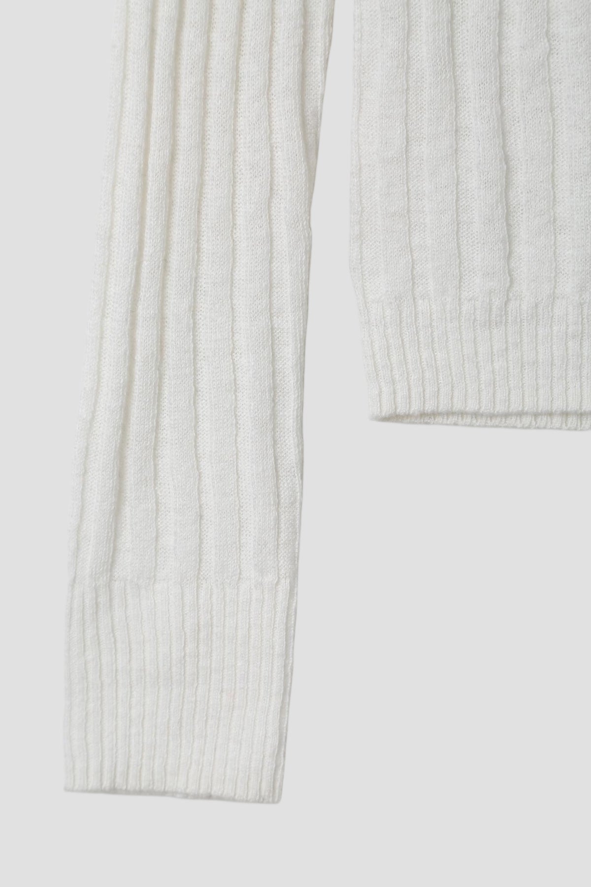 LINEN COTTON RIB BUTTON DOWN in White - detail #colour_White