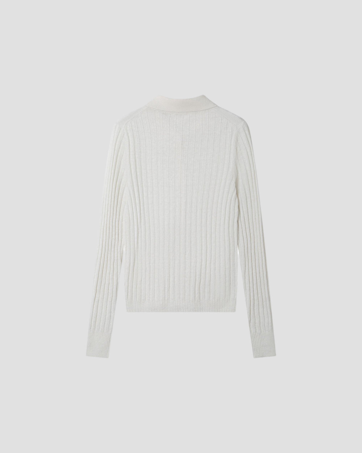 LINEN COTTON RIB BUTTON DOWN in White - flat back #colour_White