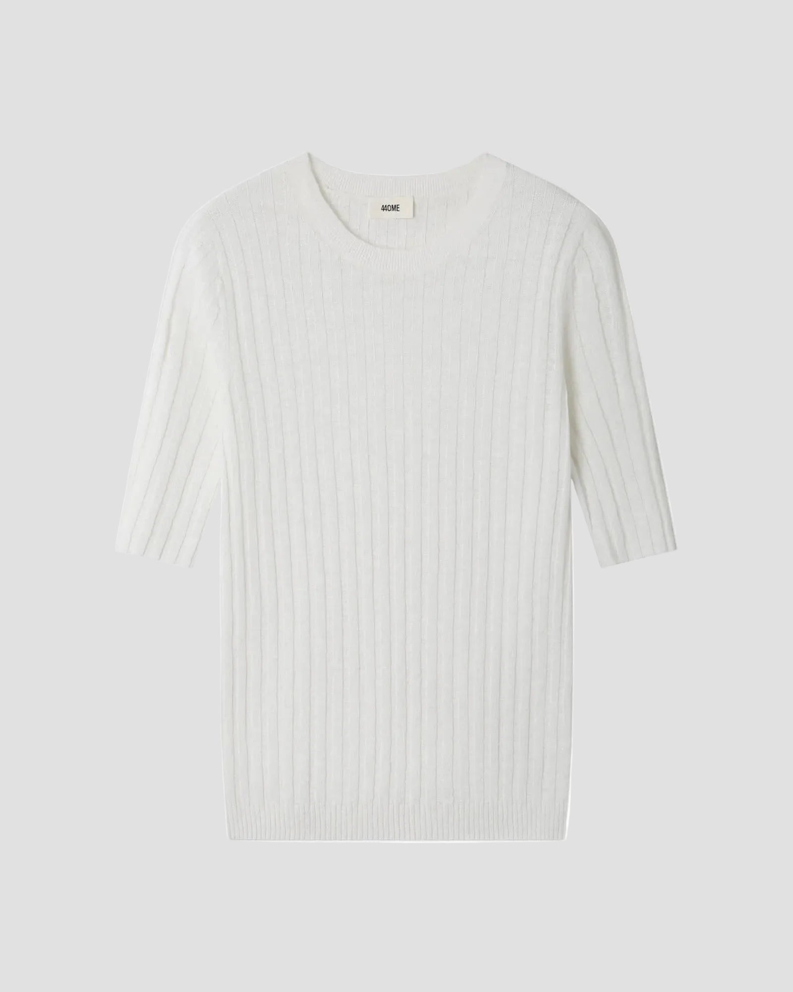 LINEN COTTON RIB SHORT SLEEVE CREW