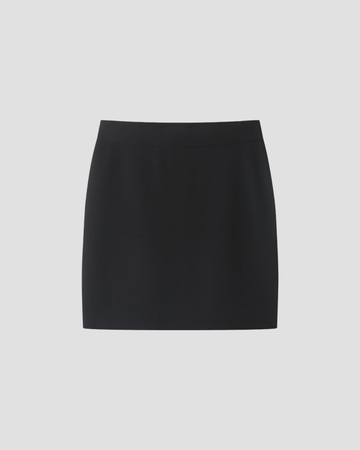 SILK VISCOSE MINI SKIRT in Black - flat back #colour_Black