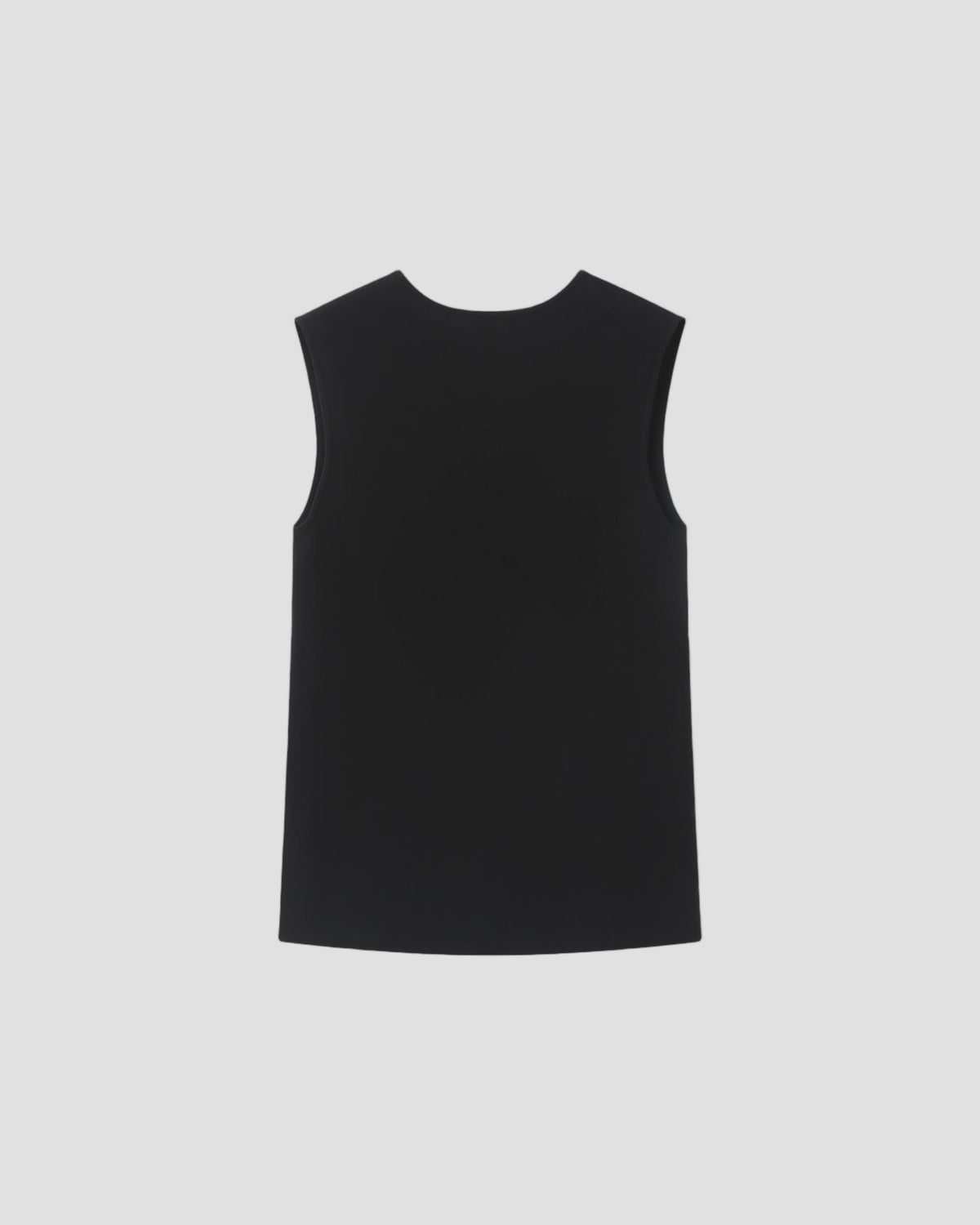 SILK VISCOSE SCOOP TANK in Black - flat back #colour_Black