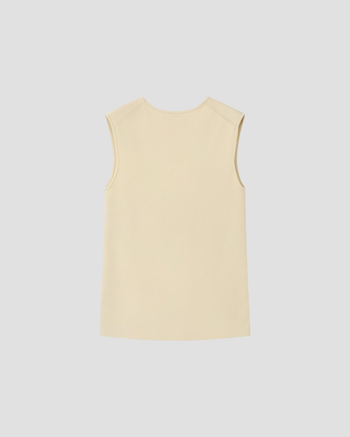 SILK VISCOSE SCOOP TANK in Lemon - flat back #colour_Lemon
