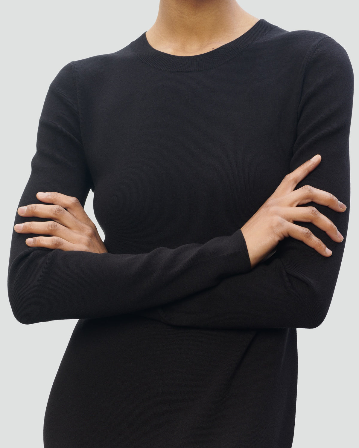 SILK VISCOSE BODY CON DRESS in Black - close-up #colour_Black