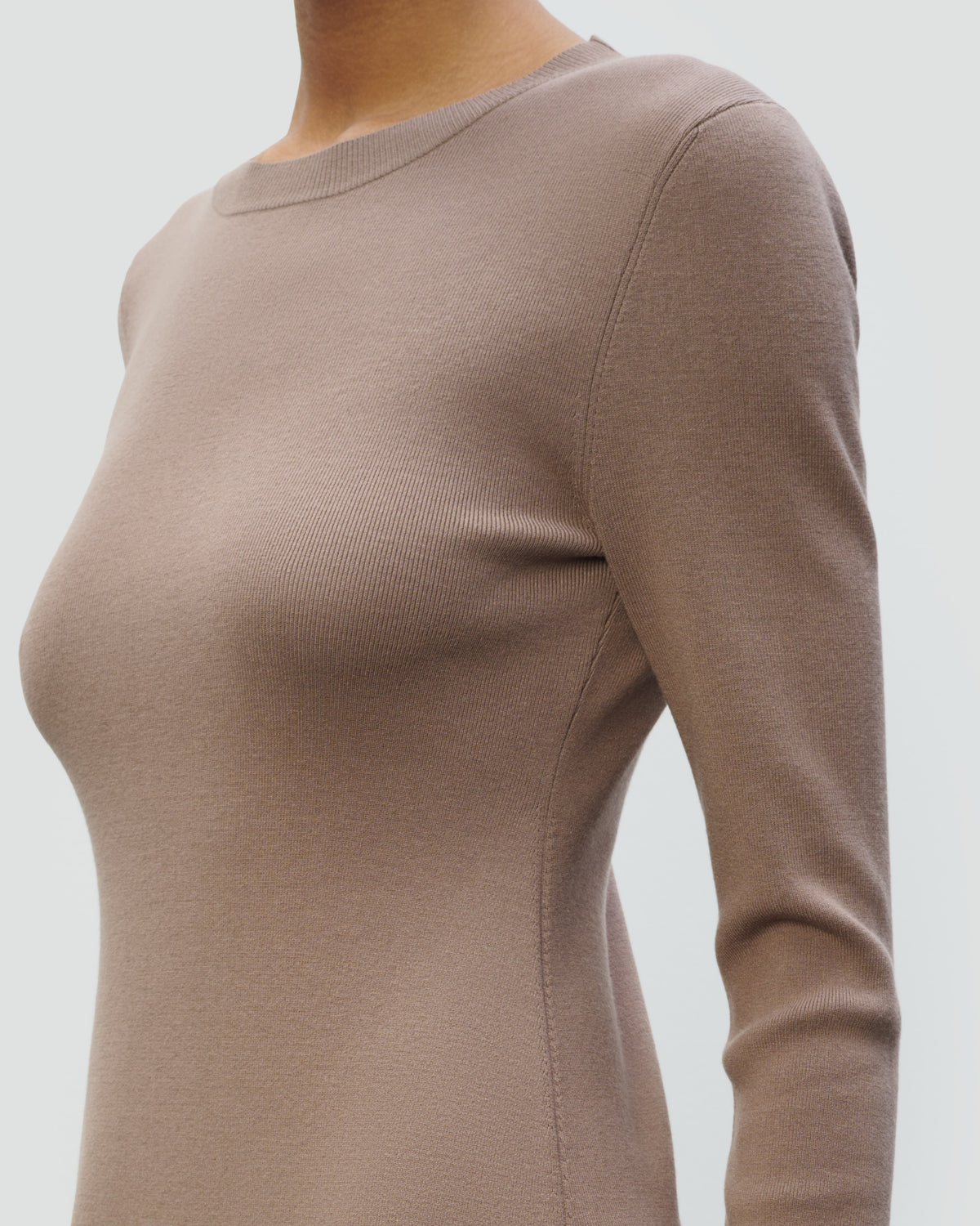 SILK VISCOSE BODY CON DRESS in CARAMEL - close-up #colour_CARAMEL