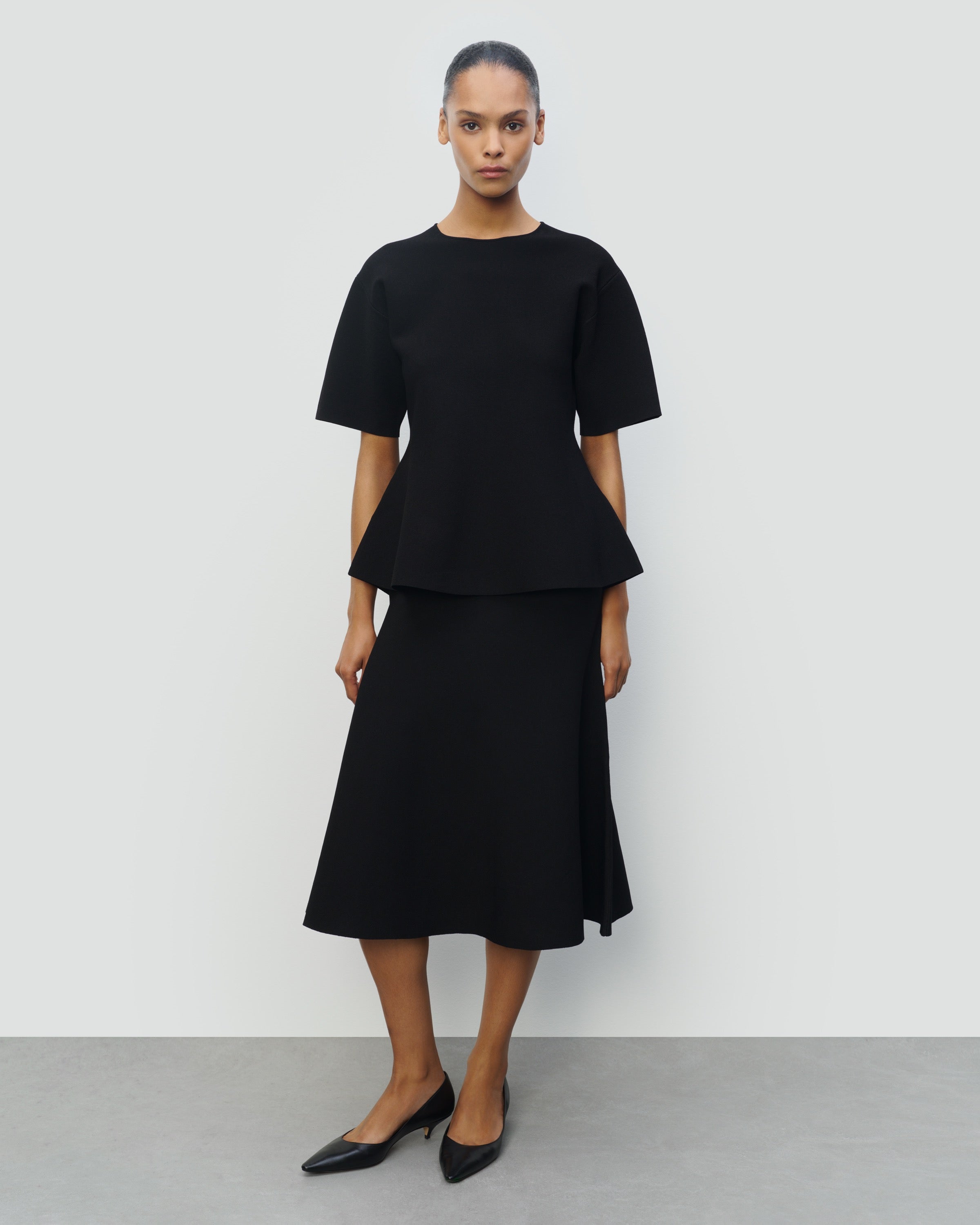 SILK VISCOSE PEPLUM TOP