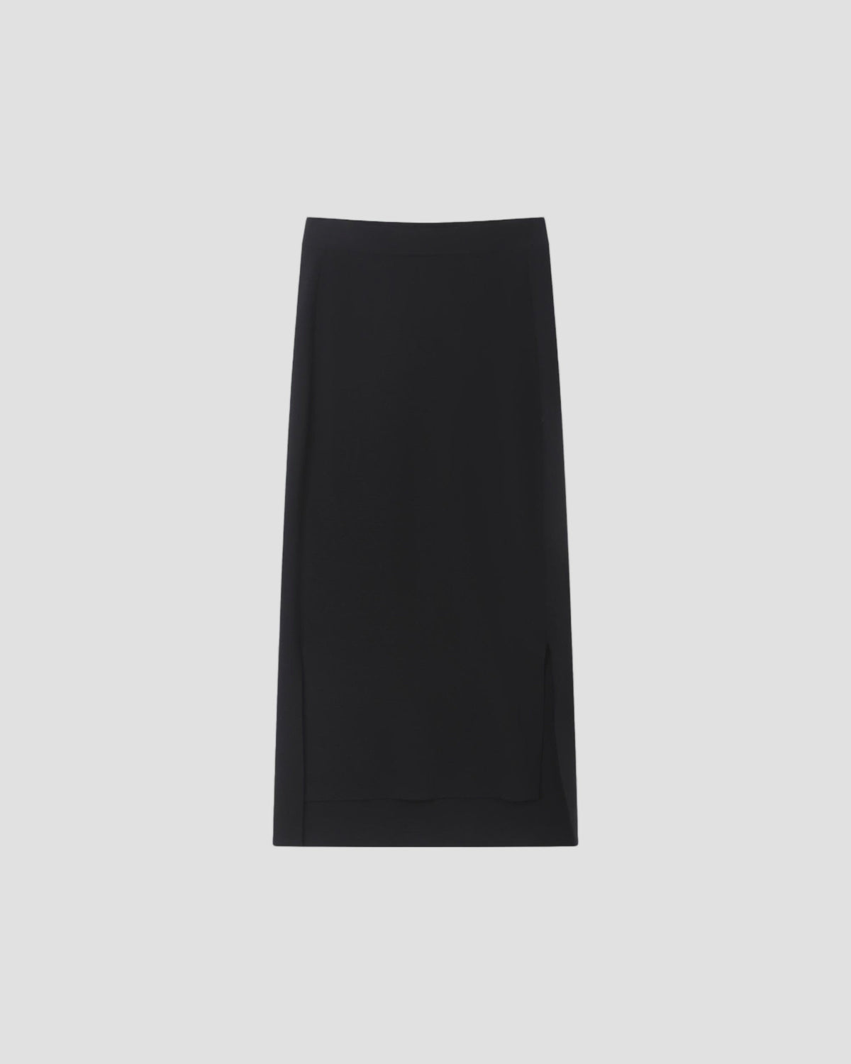 TENCEL SILK HIGH-LOW SKIRT in Black - flat back #colour_Black
