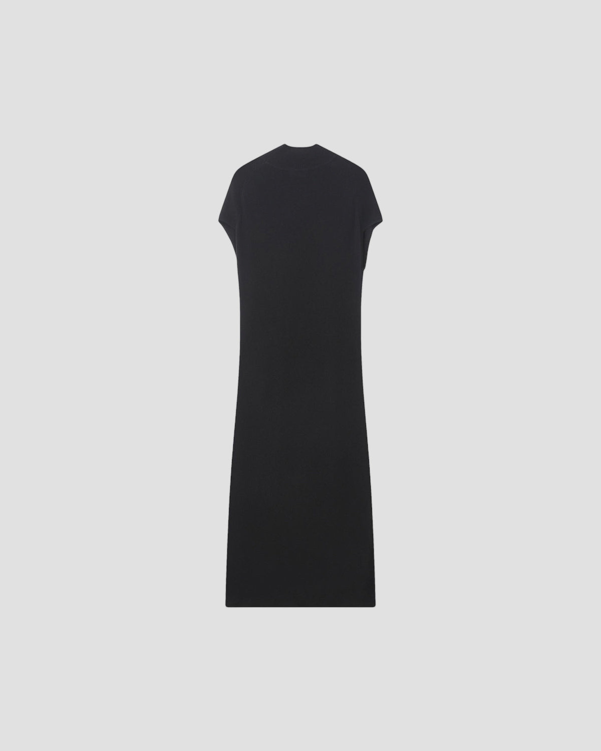 TENCEL SILK RELAXED DRESS in Black - flat back #colour_Black