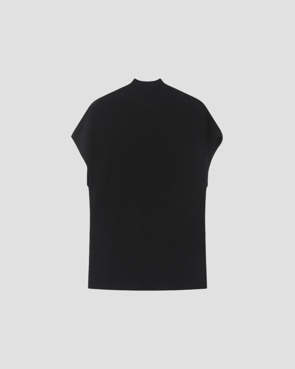 TENCEL SILK RELAXED TOP in Black - flat back #colour_Black