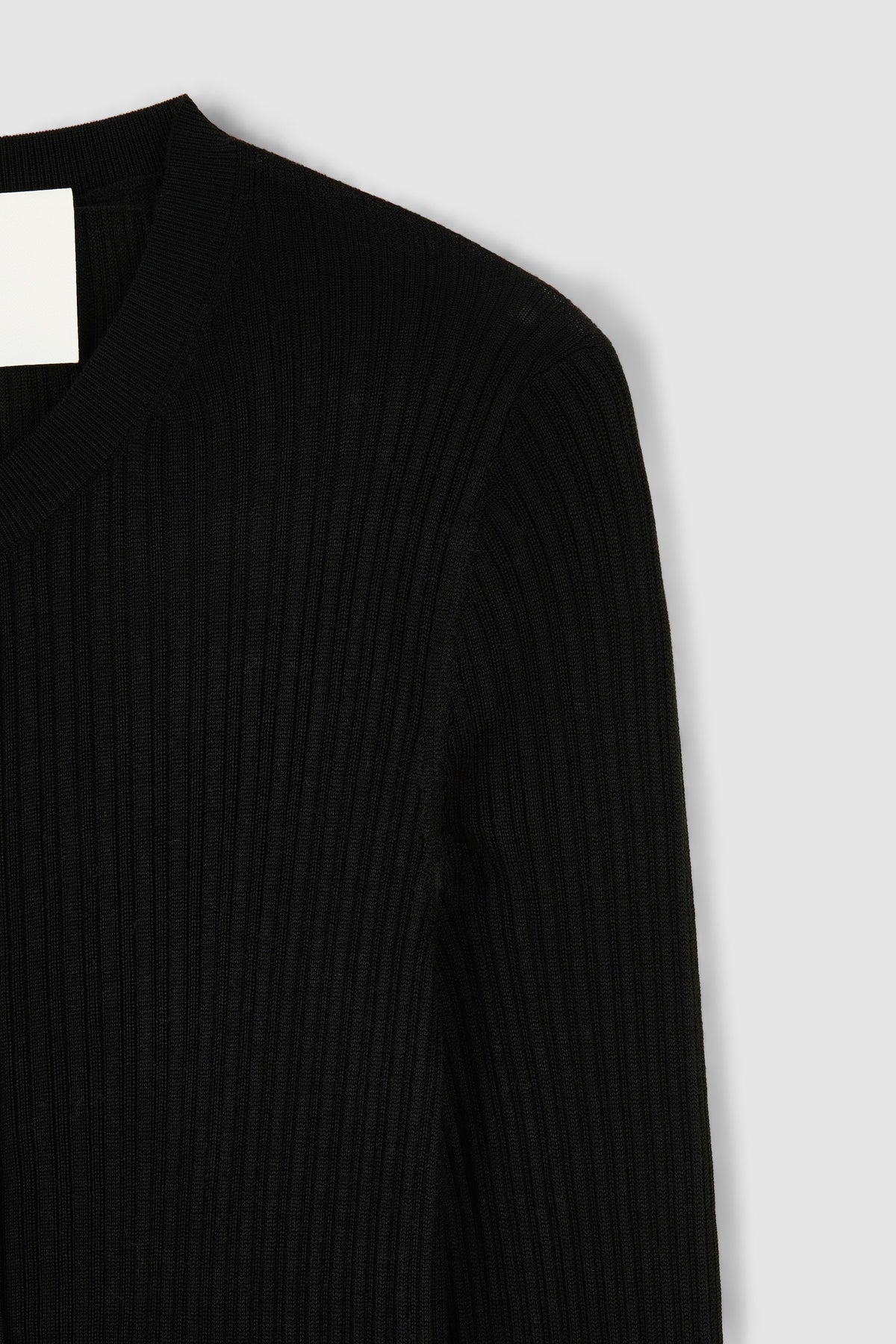 TENCEL SILK GAUZY RIB CARDIGAN in Black - detail #colour_Black