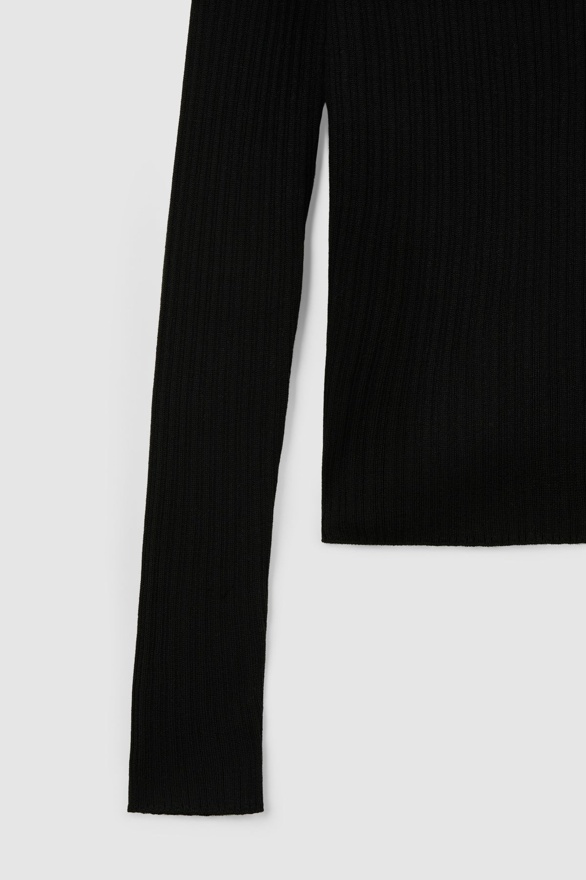 TENCEL SILK GAUZY RIB CARDIGAN in Black - detail #colour_Black