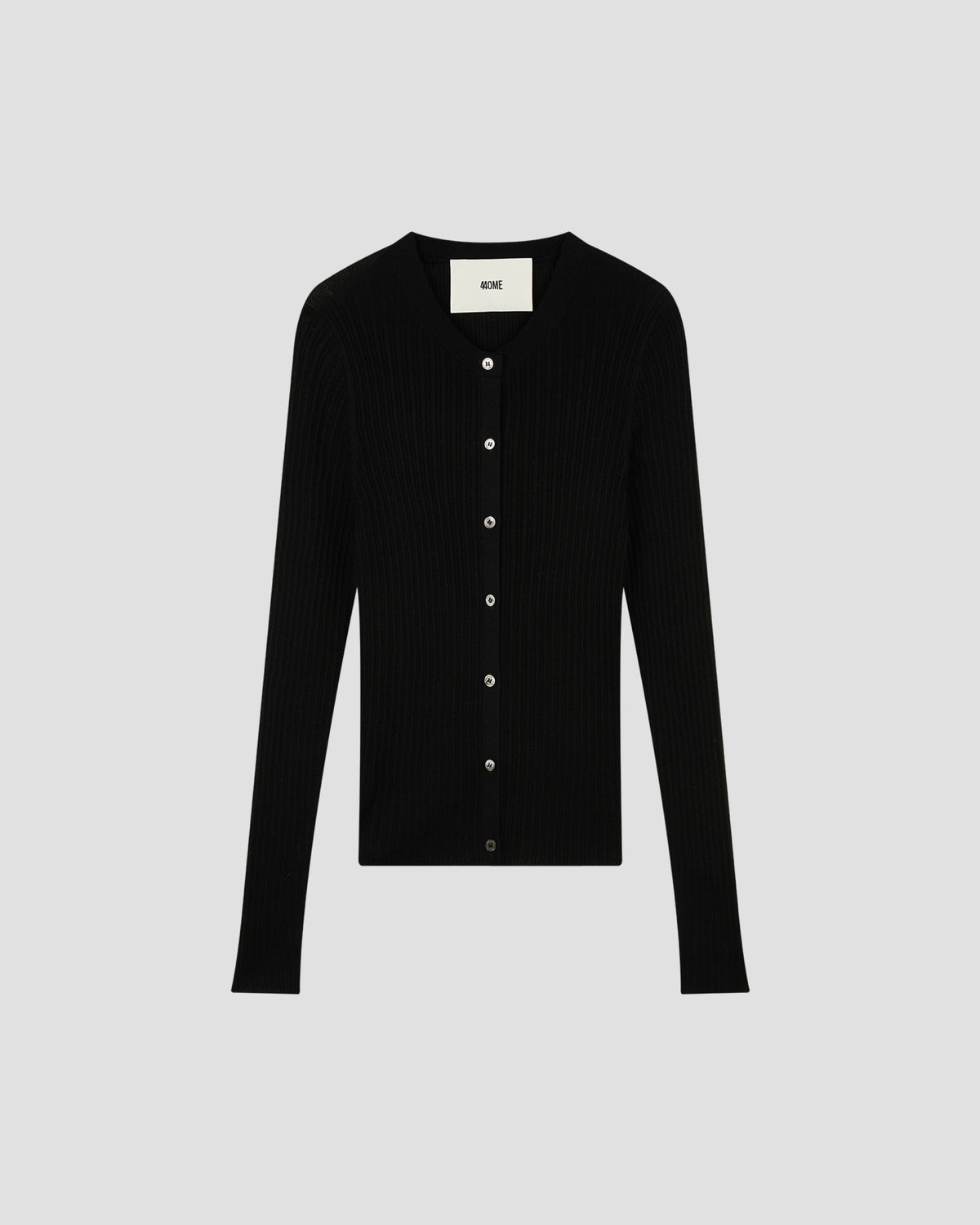 TENCEL SILK GAUZY RIB CARDIGAN in Black - flat front