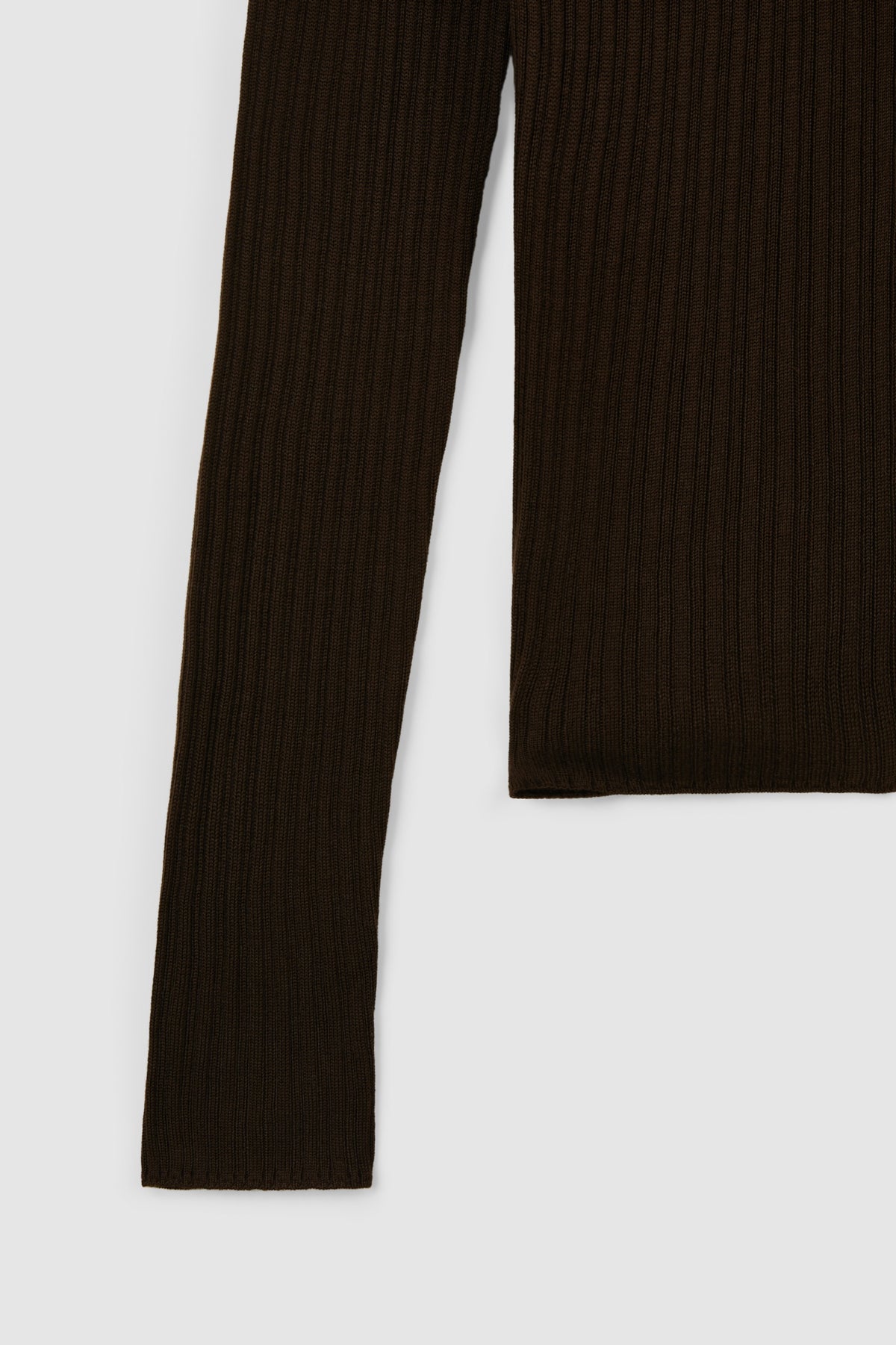 TENCEL SILK GAUZY RIB CARDIGAN in Brown - detail #colour_Brown