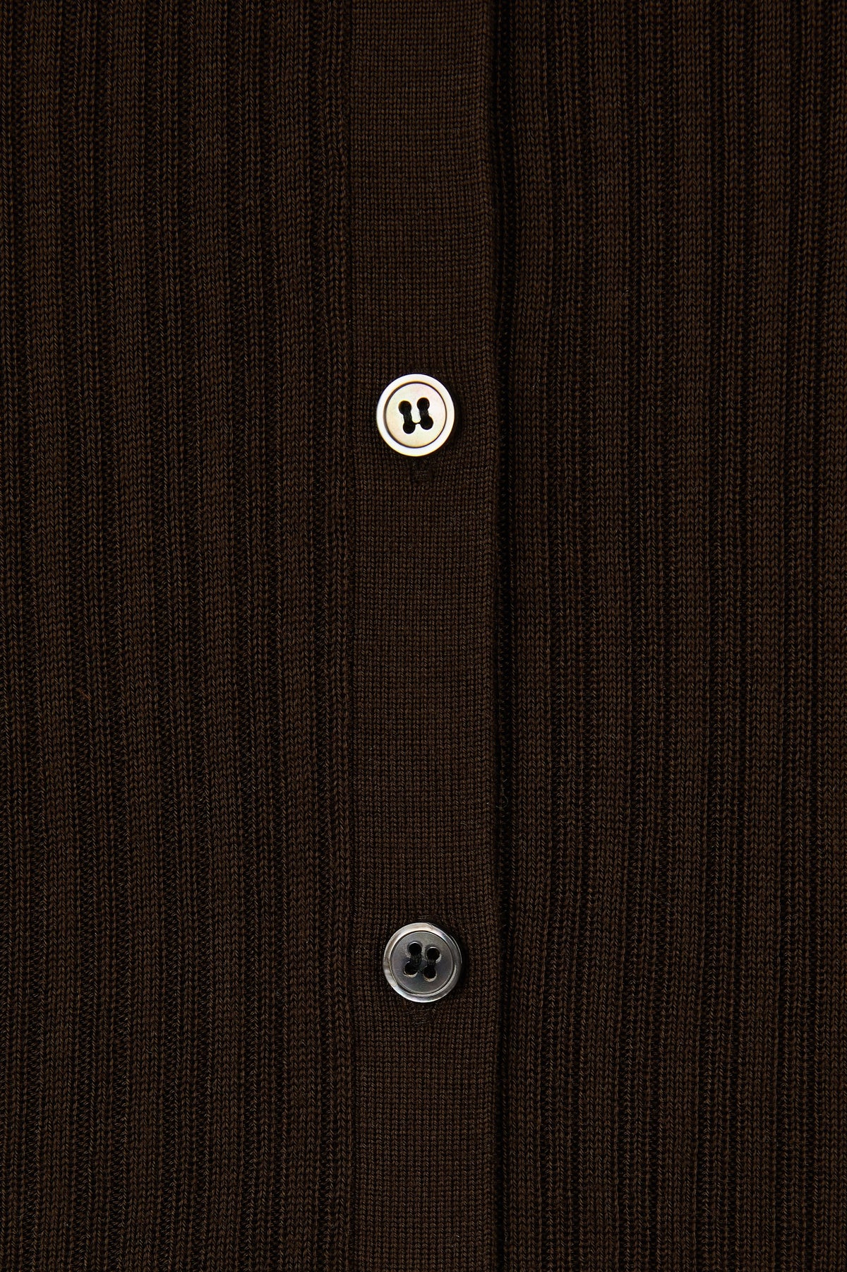 TENCEL SILK GAUZY RIB CARDIGAN in Brown - detail #colour_Brown