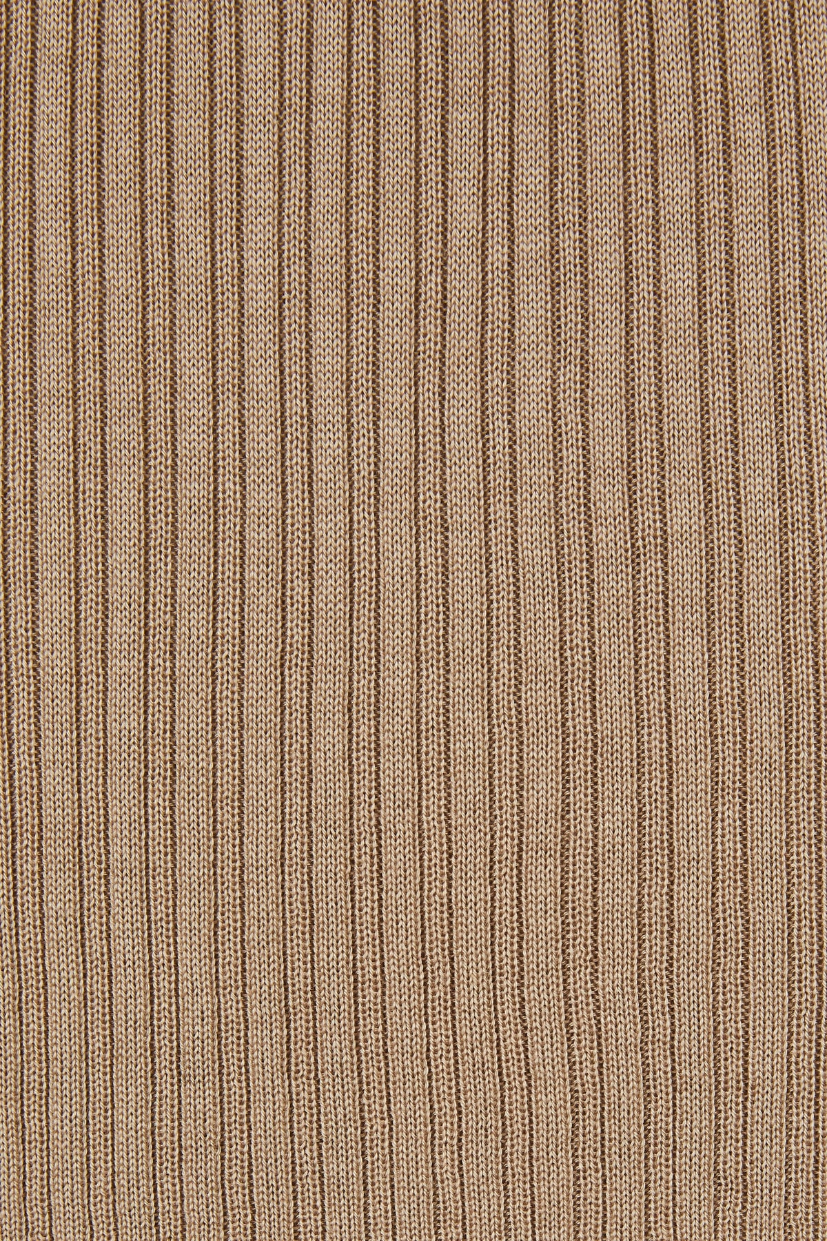 TENCEL SILK GAUZY RIB SHORT SLEEVE in L.CAMEL - detail #colour_L.CAMEL