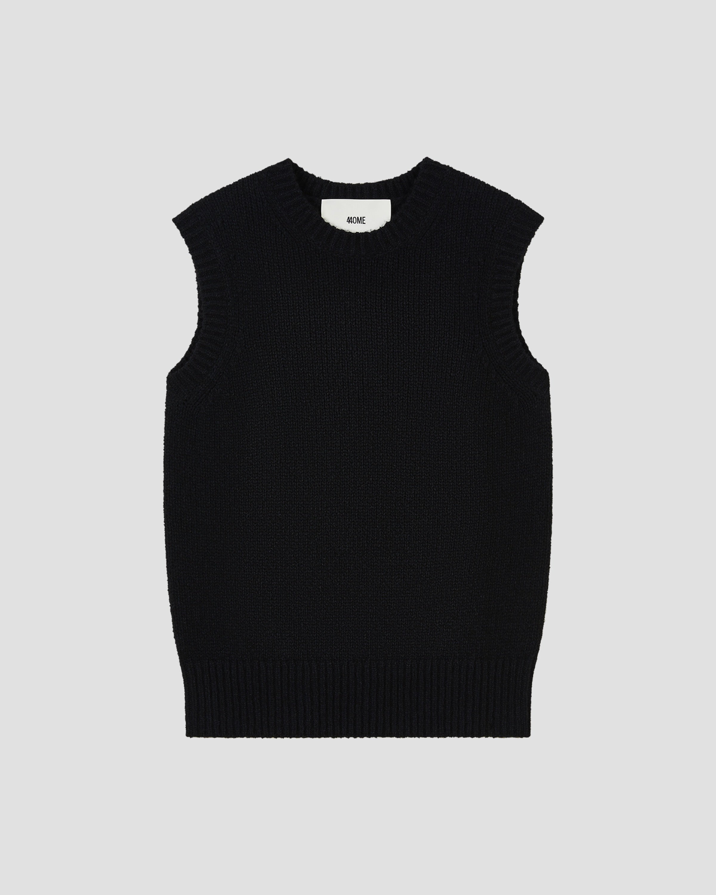 TEXTURED COTTON WOOL BLEND SLEEVELESS CREW
