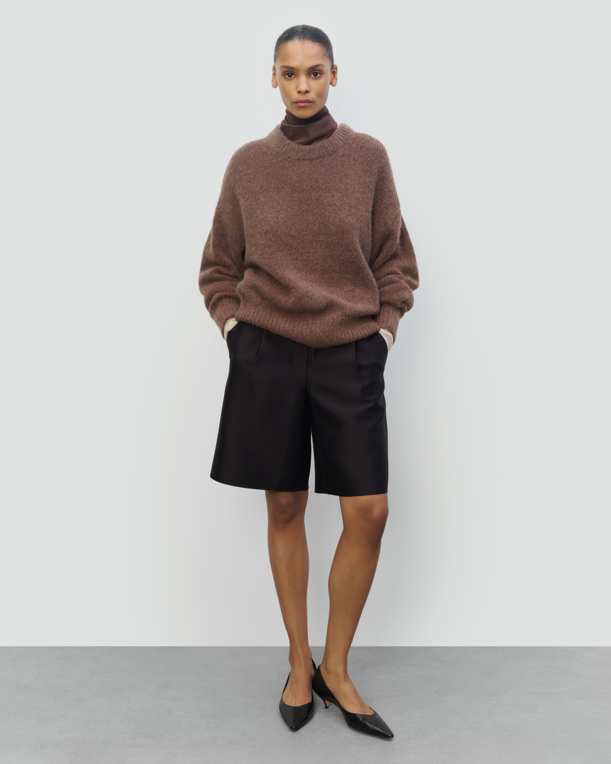 WOOL ALPACA BLEND RELAXED CREWNECK