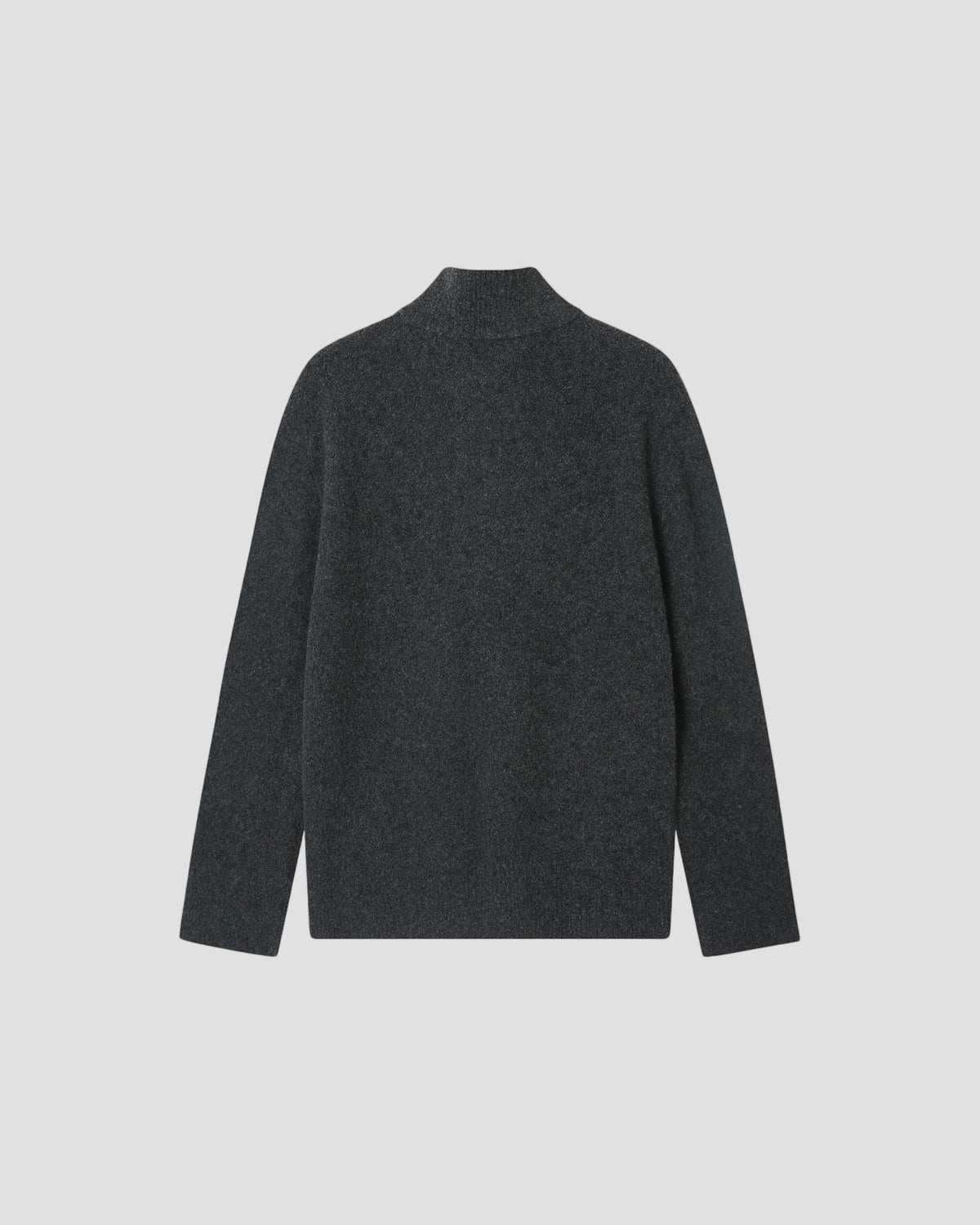 Wool Blend 1/2 Zip in Dark Grey - flat back #colour_Dark Grey