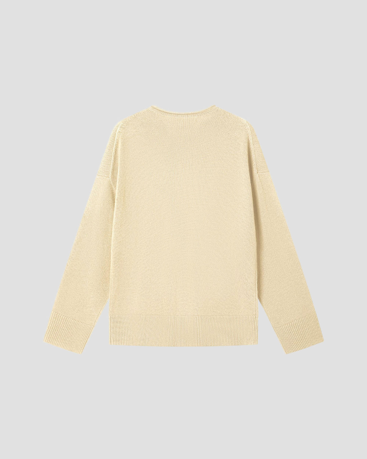 Wool Cashmere Relaxed Crewneck in Rutabaga - flat back #colour_Rutabaga